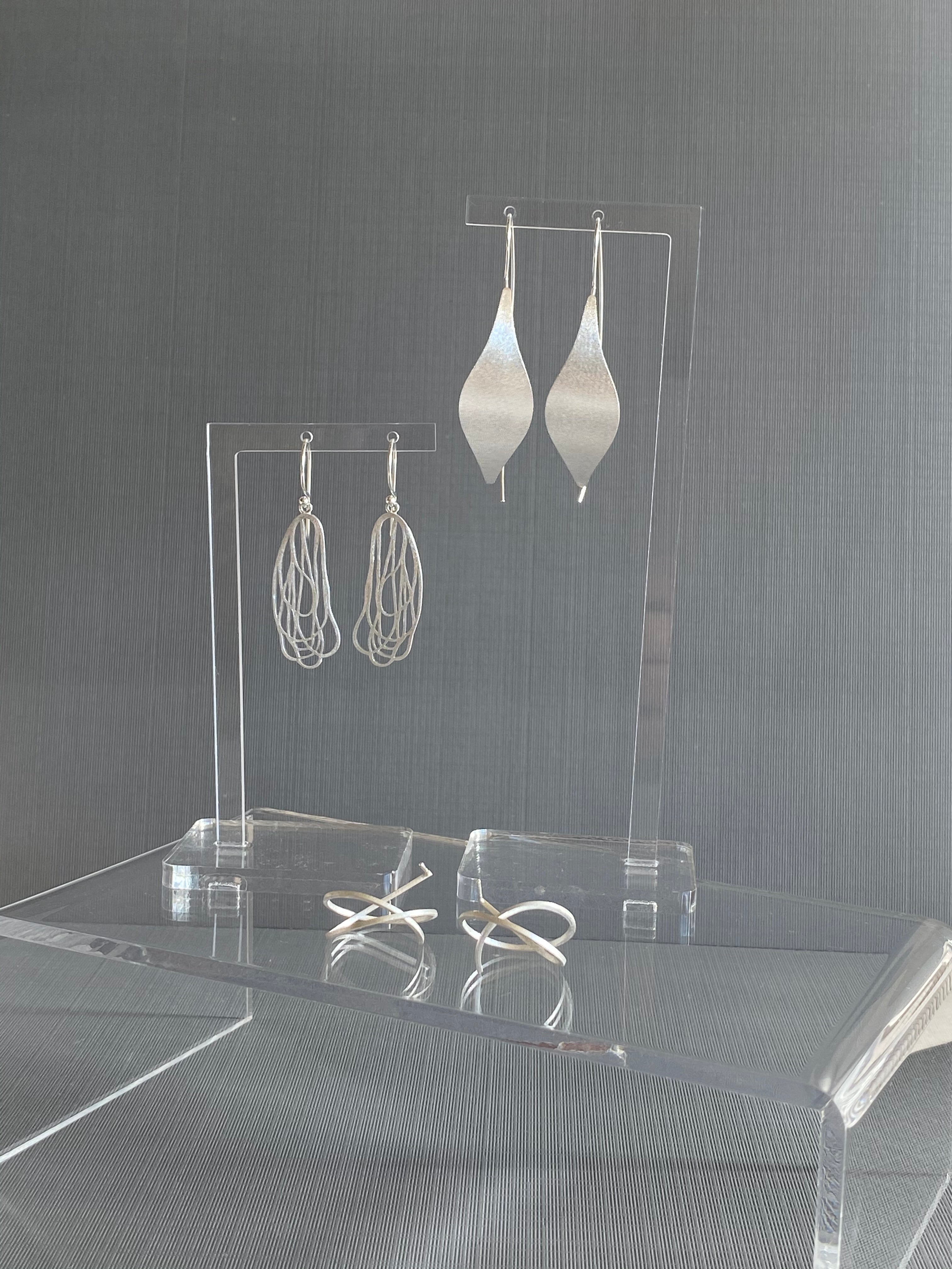 Silver Line Leaf Earrings