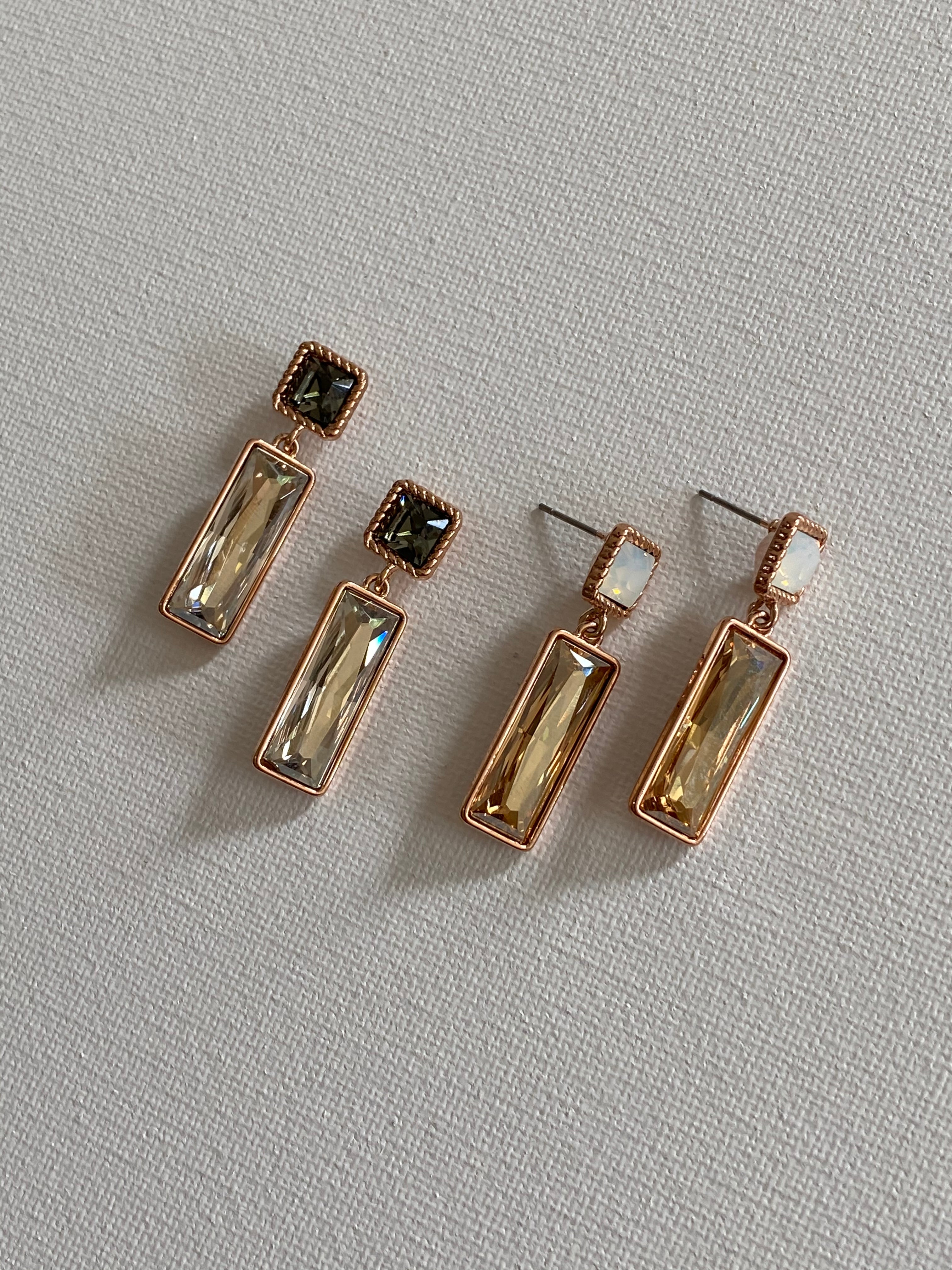 Swarovski Rectangular Duo Drop Earrings