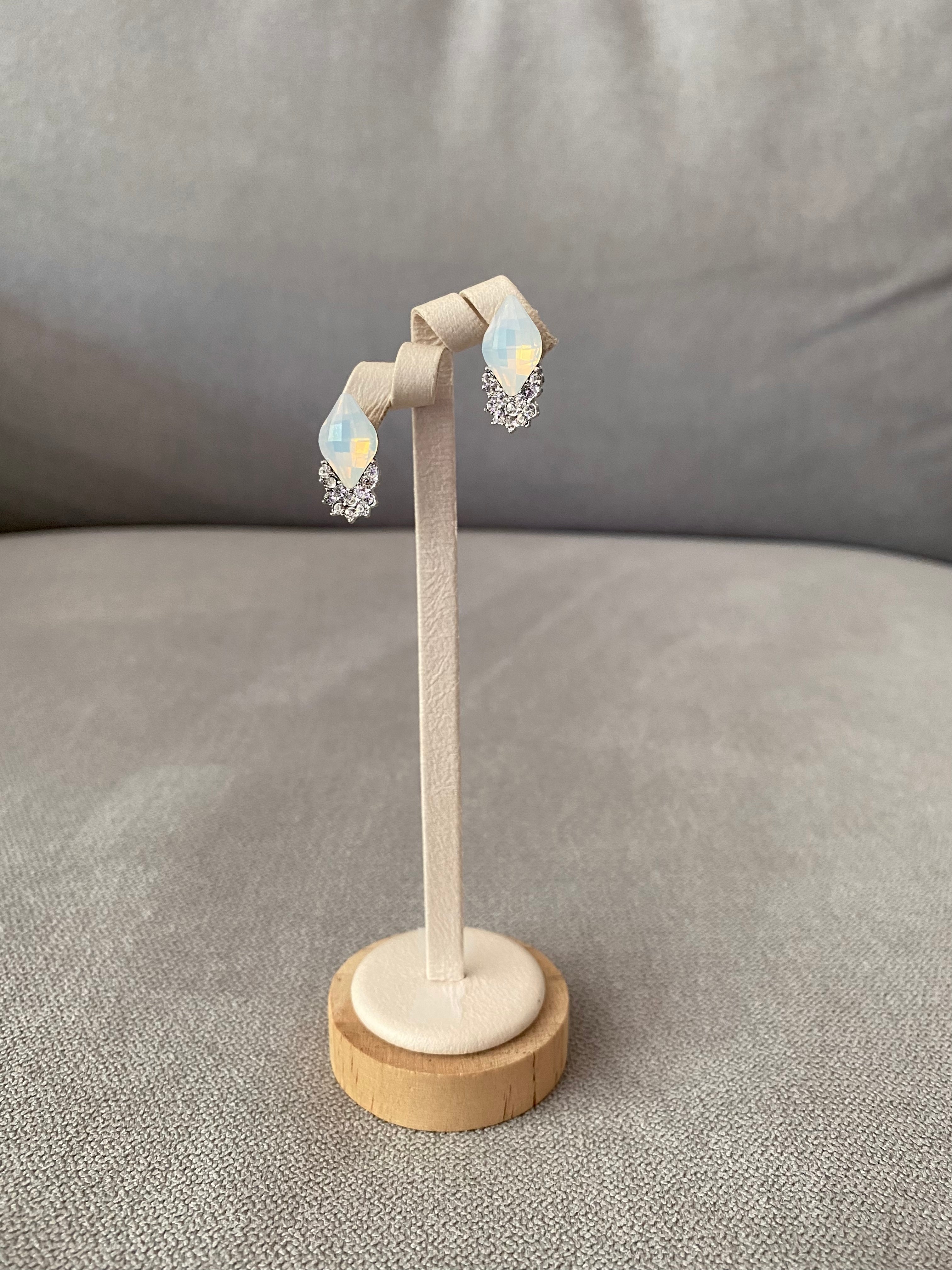 Swarovski White Opal Cluster Stud Earrings