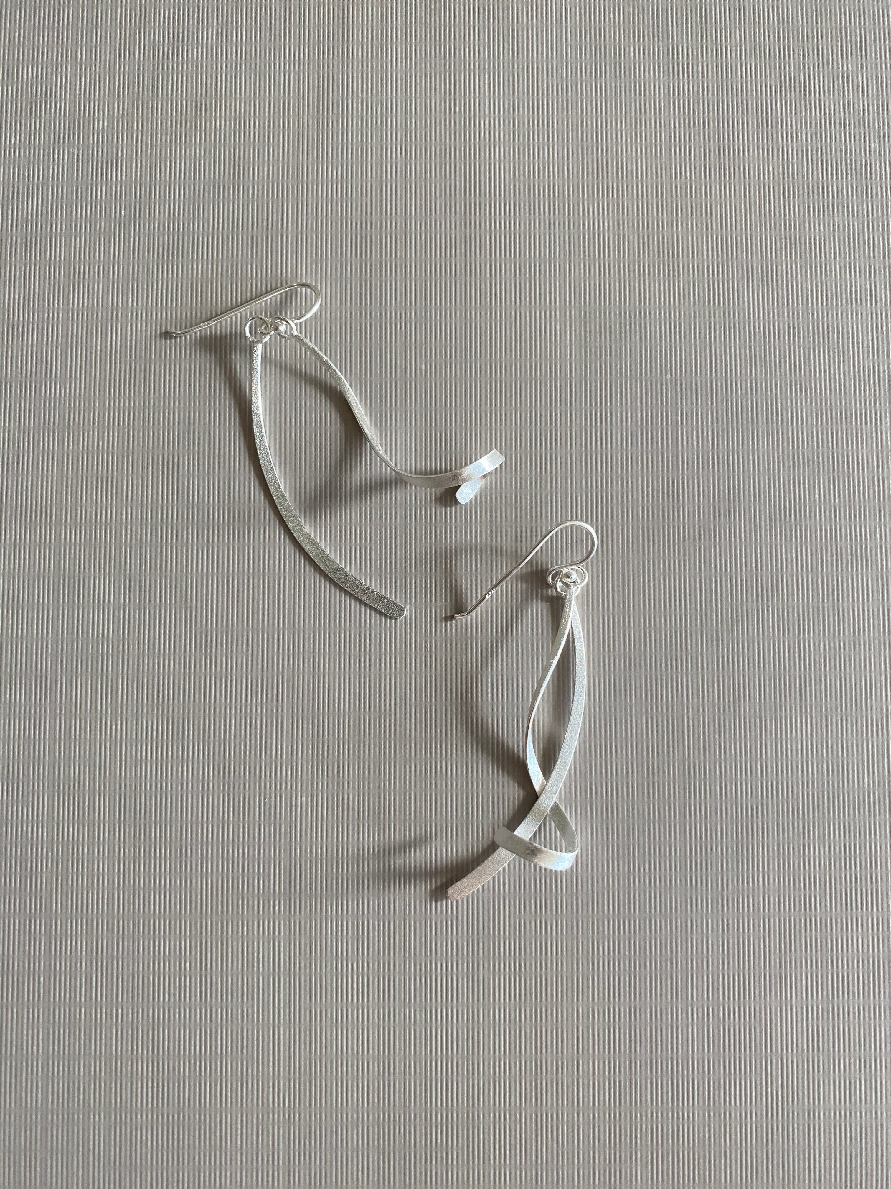 Silver Curve Drop Earrings