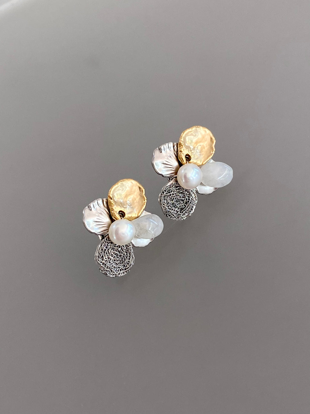 Organic Petal Cluster Stud Earrings (2 colours)