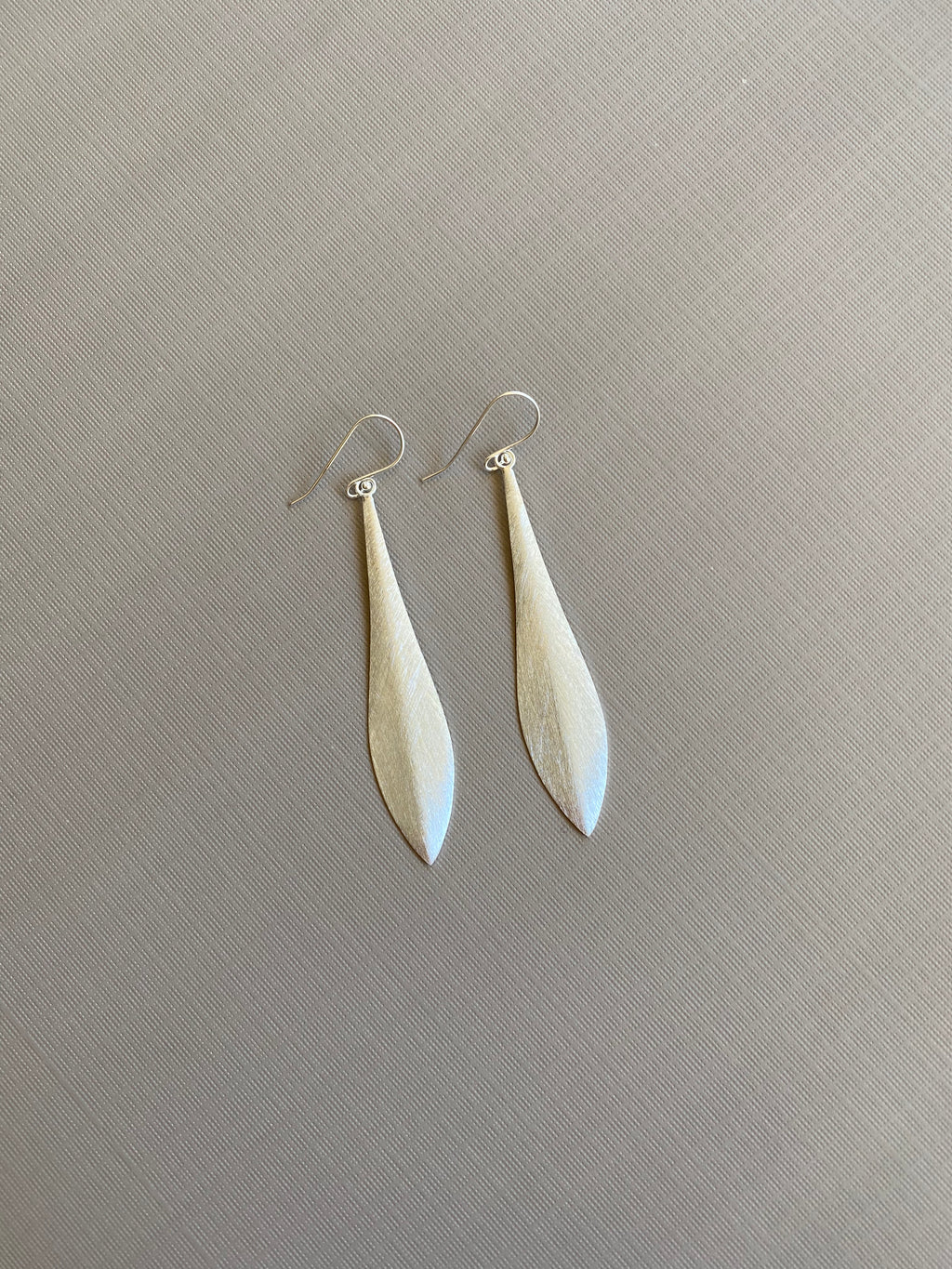 Silver Long Leaf Earrings