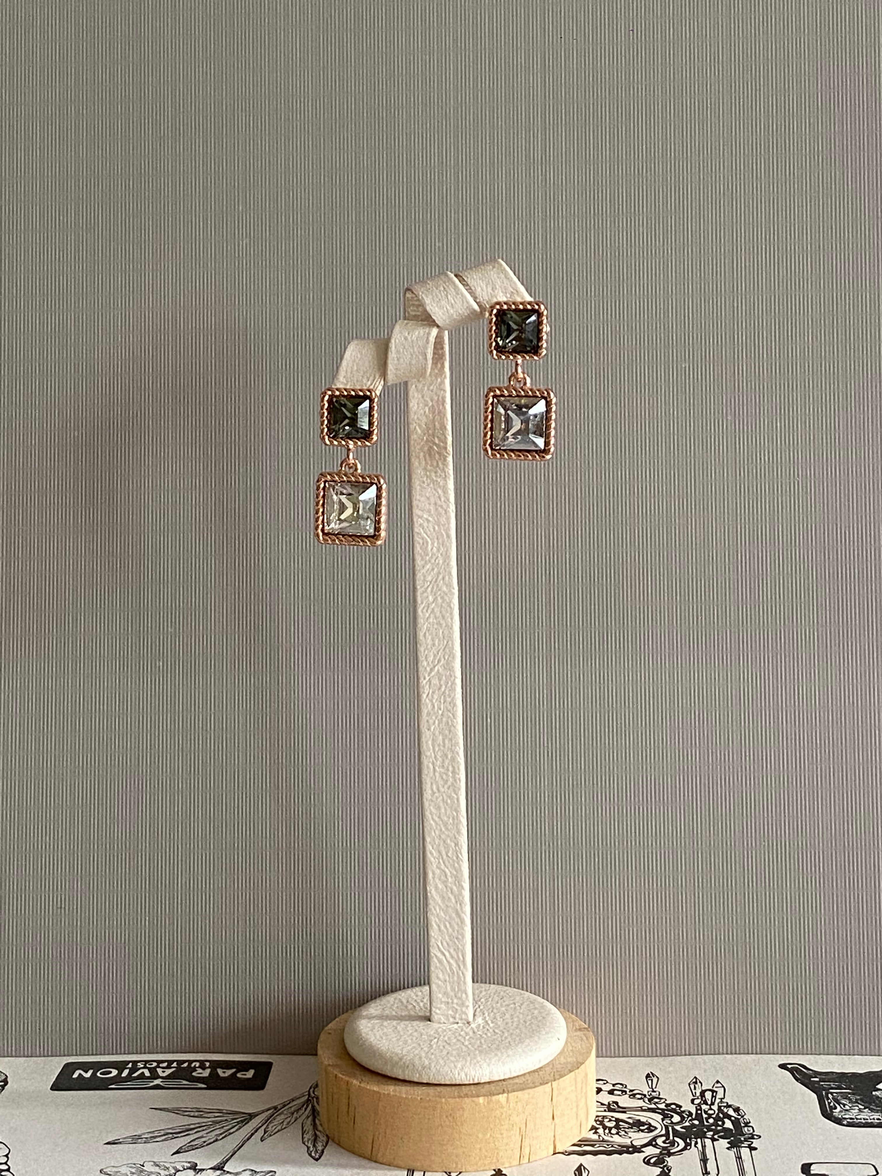 Swarovski Square Duo Drop Earrings