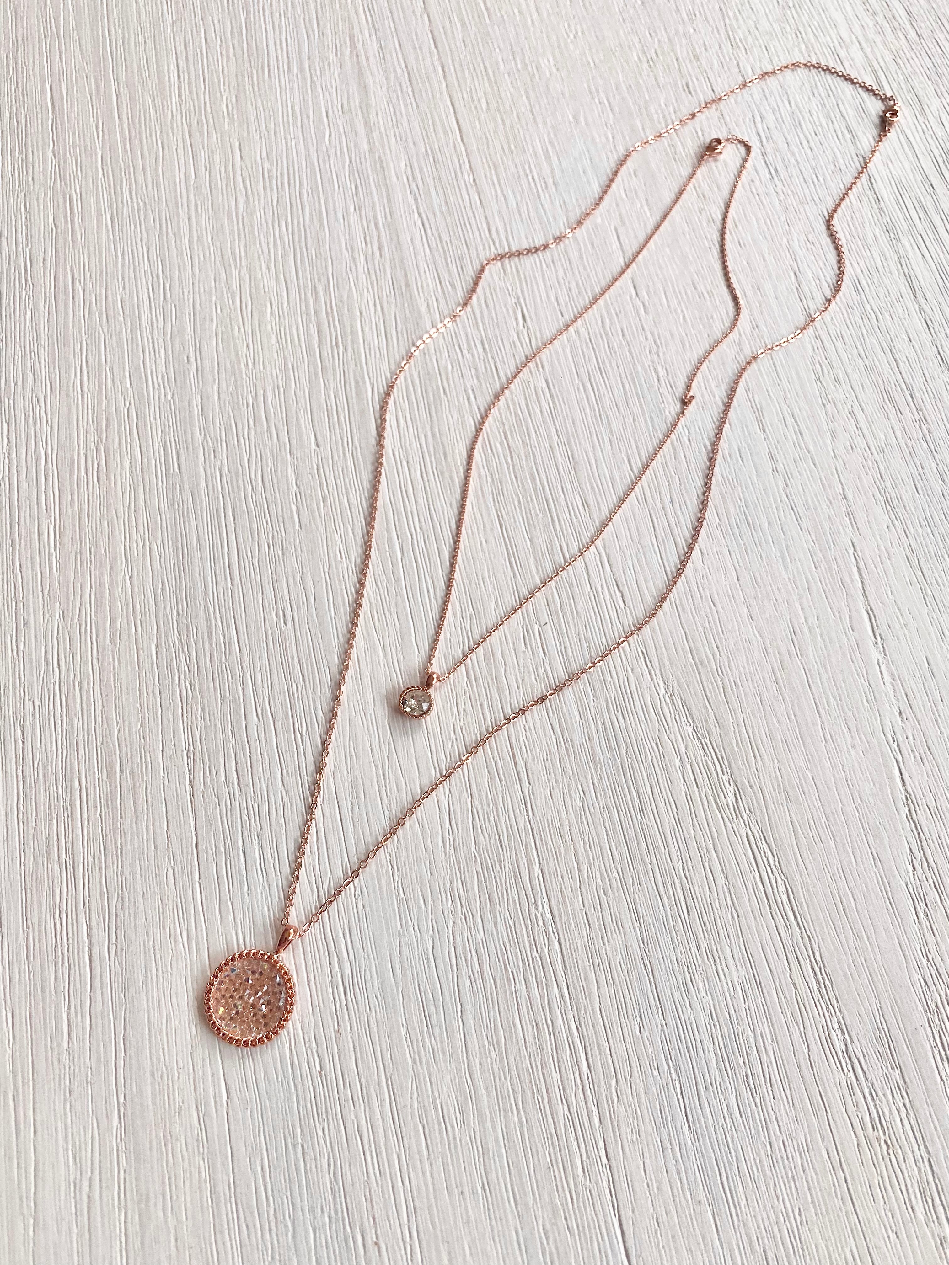 Swarovski Layered Round Pendant Necklace Set (3 colours)