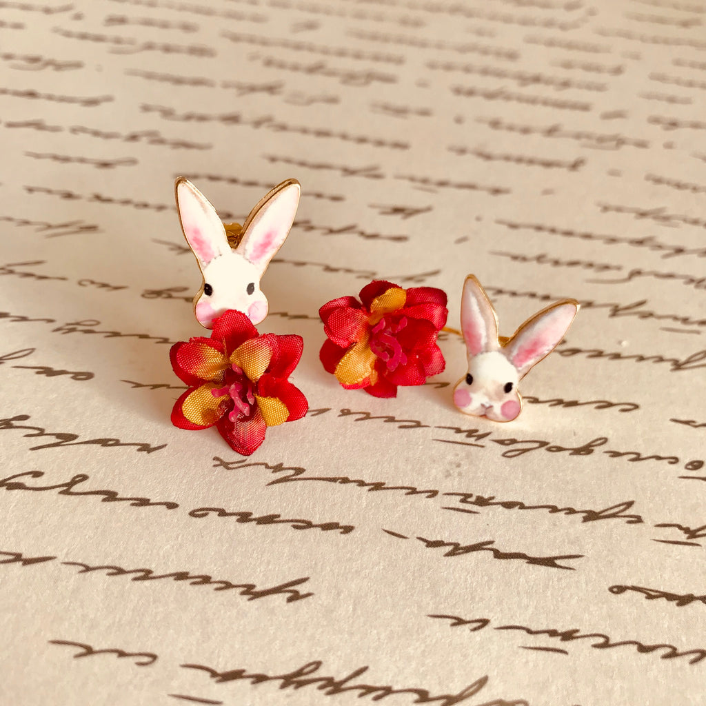 Rabbit with flower Earrings