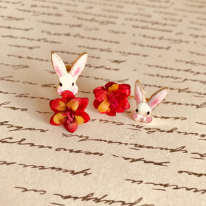 Rabbit with flower Earrings