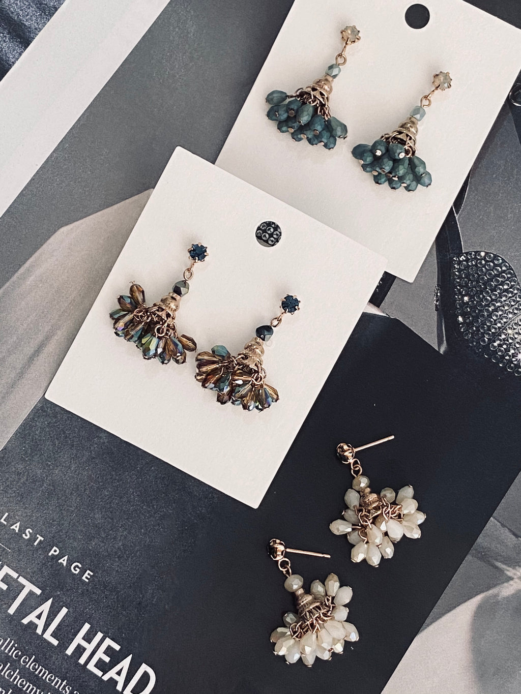 Crystal Cluster Drop Earrings (3 colours)