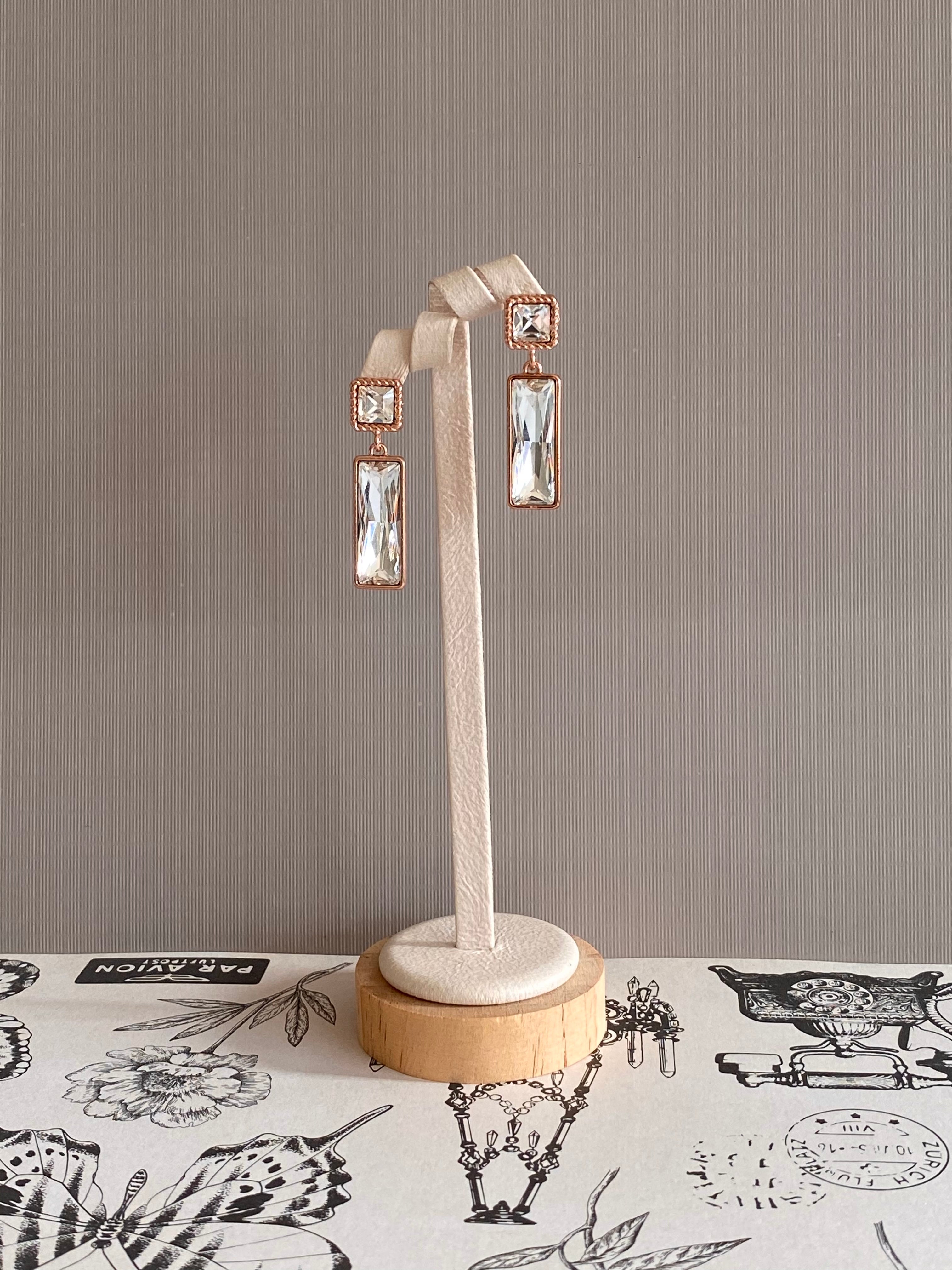 Swarovski Rectangular Duo Drop Earrings