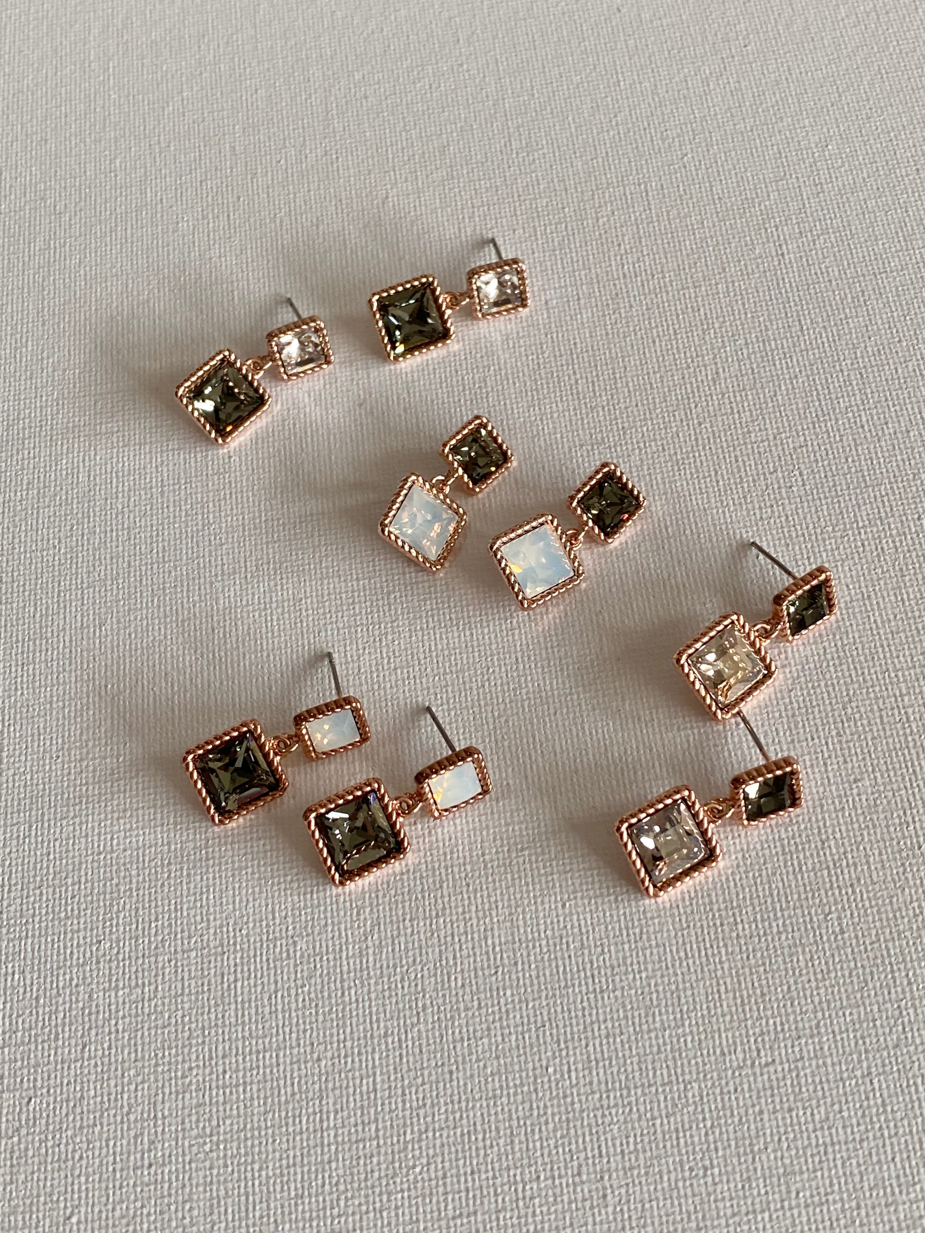 Swarovski Square Duo Drop Earrings