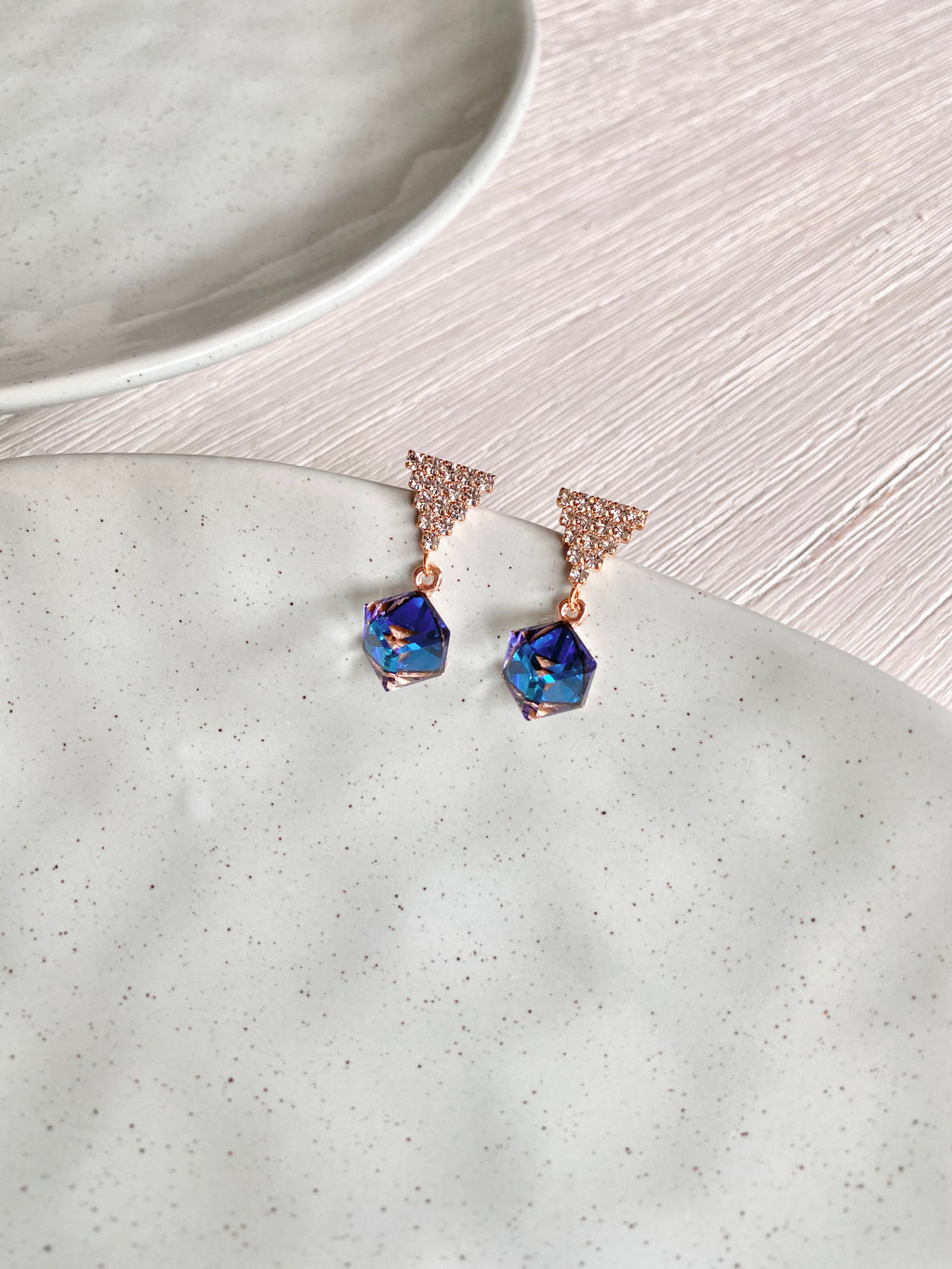 Swarovski Triangle Sparkle Cube Drop Earrings (4 colours)