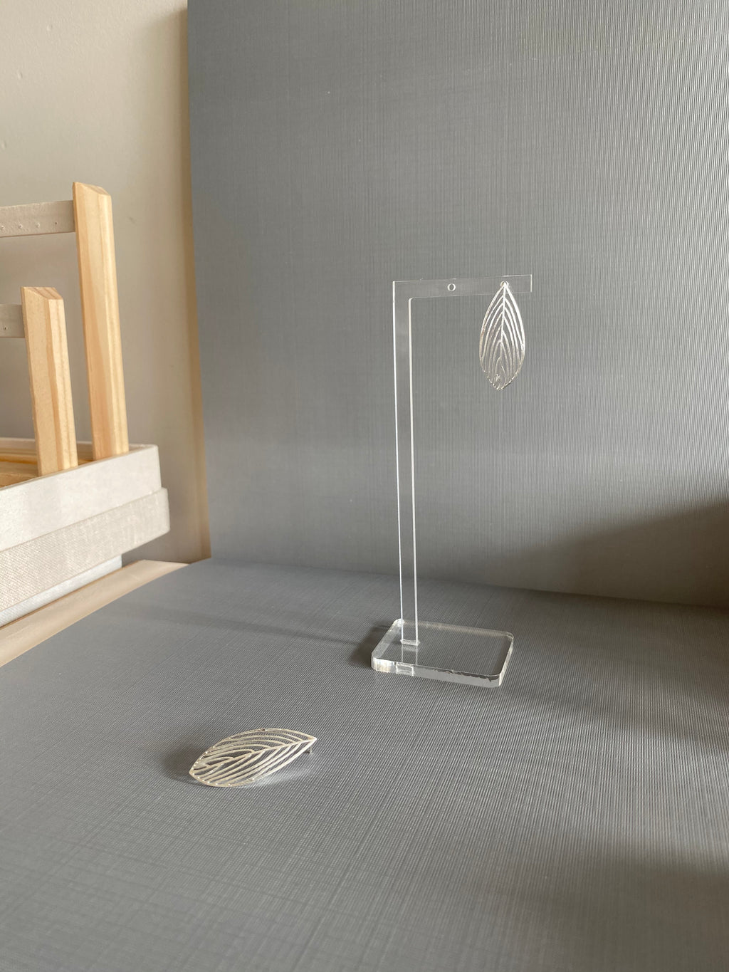 Silver Outline Leaf Earrings