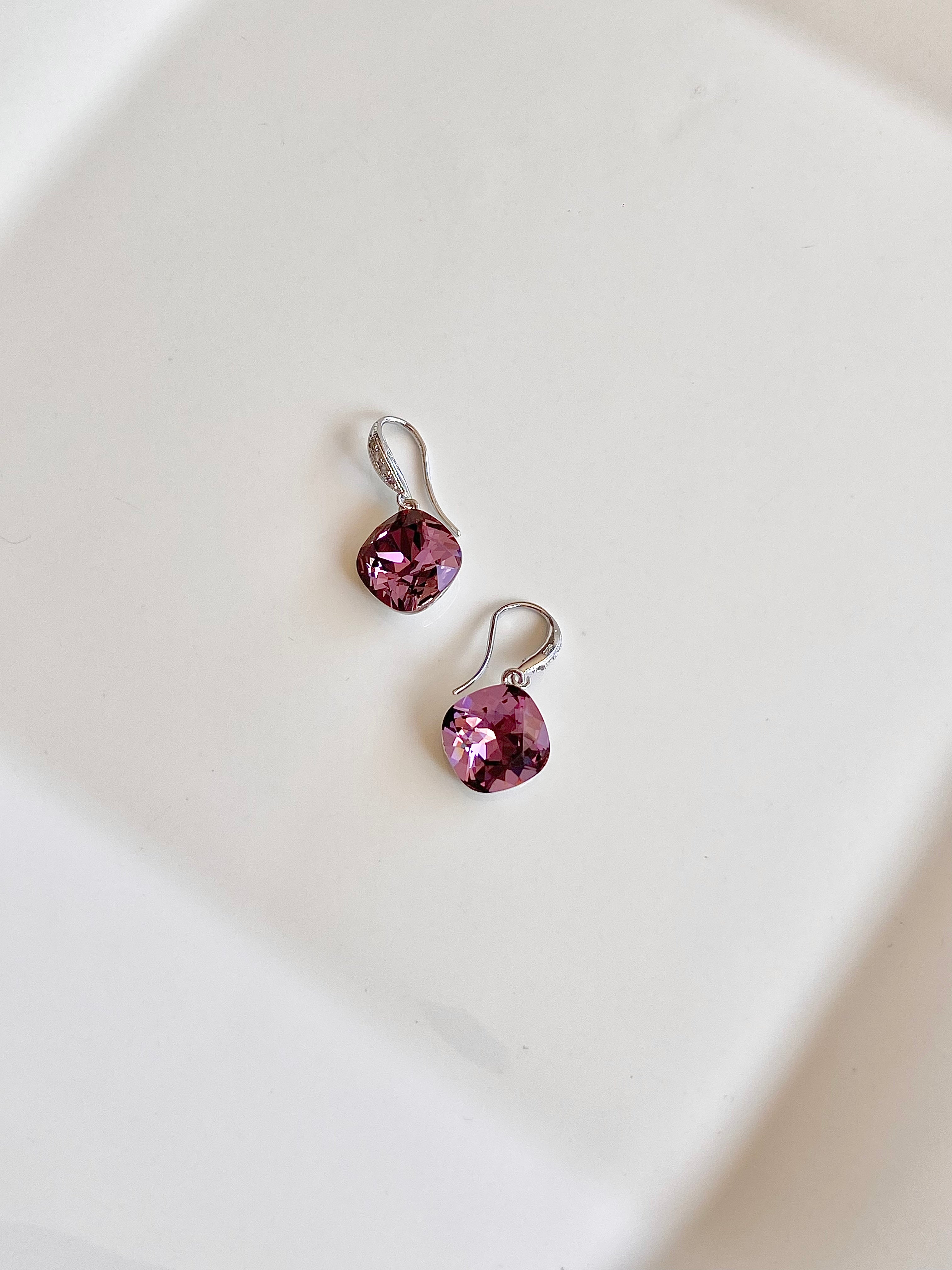Swarovski Cushion Drop Earrings (5 colours)