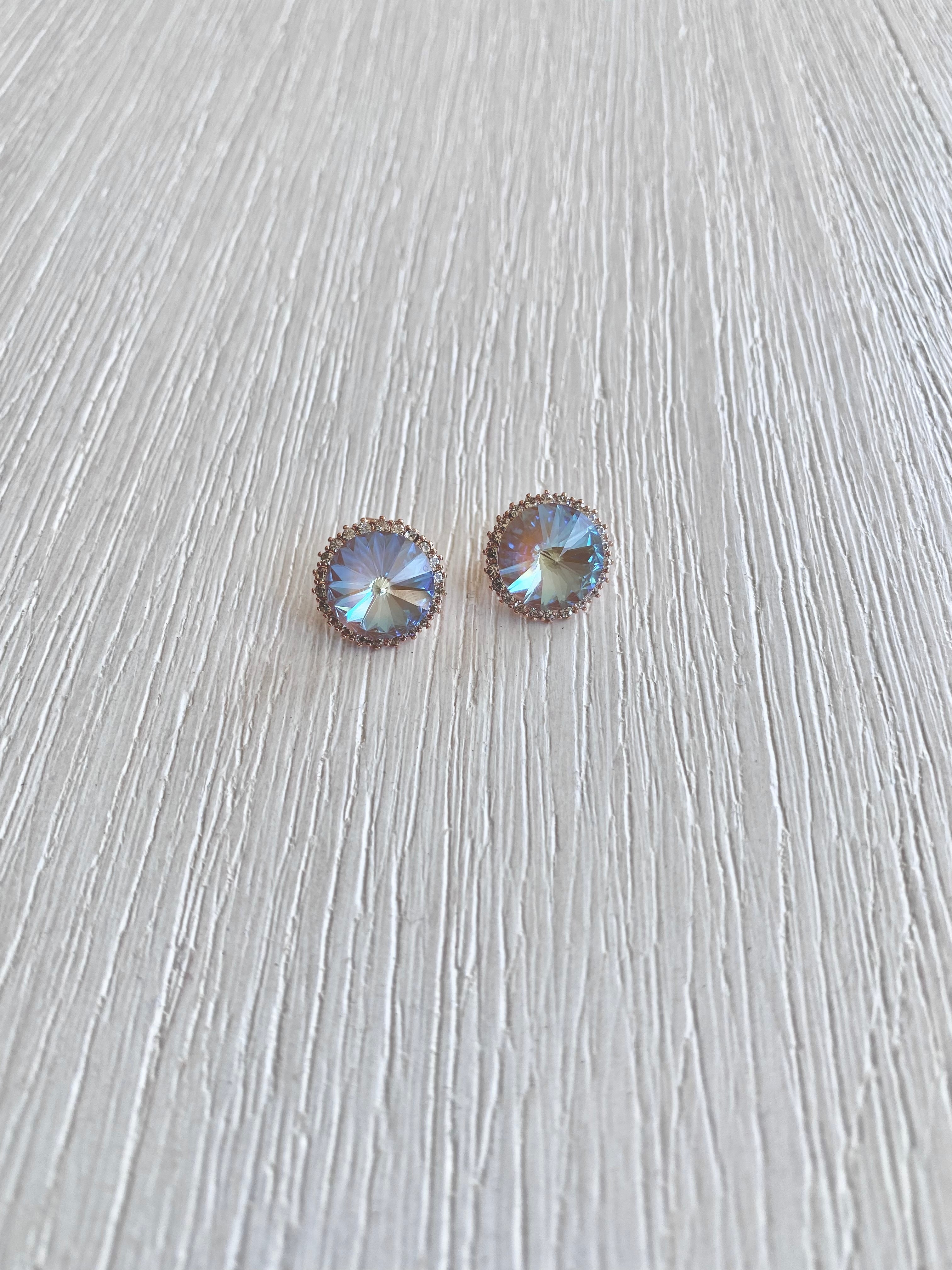 Swarovski Classic Halo Stud Earrings - 15mm (3 colours)