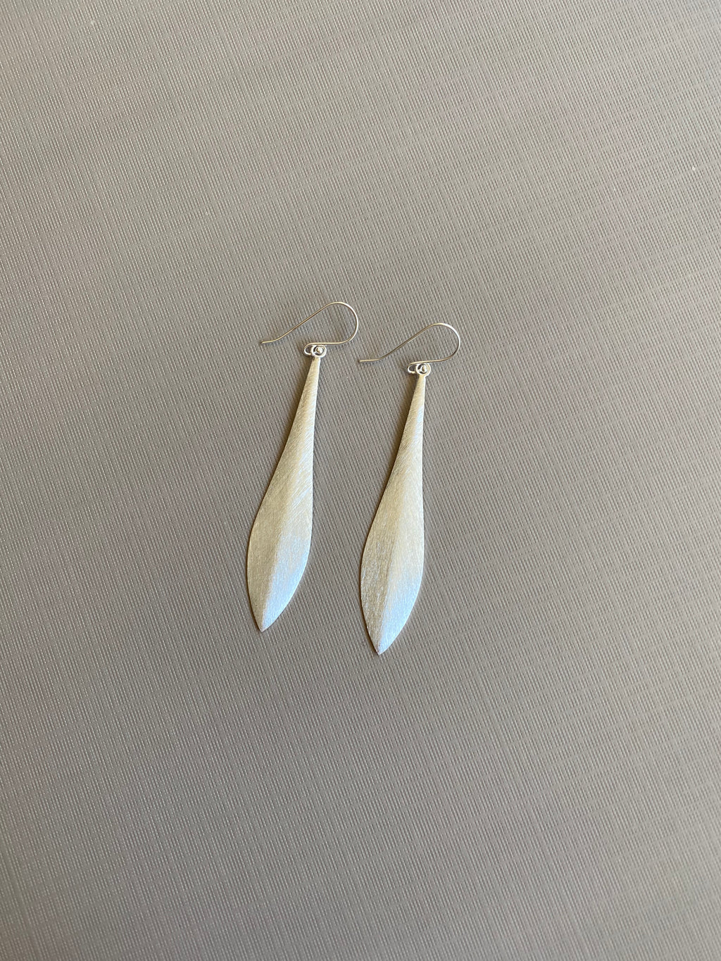 Silver Long Leaf Earrings