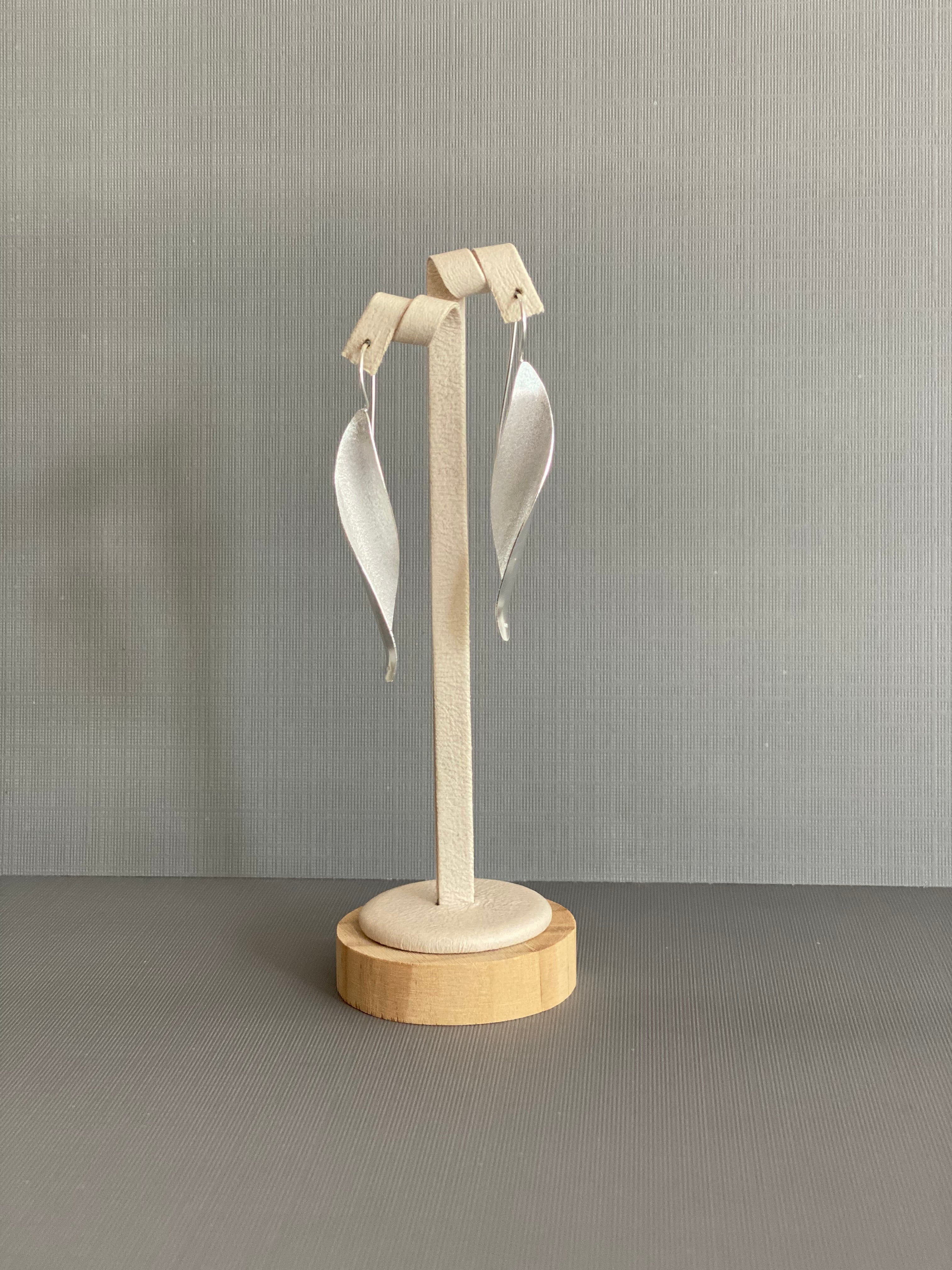 Silver Organic Fold Leaf Earrings