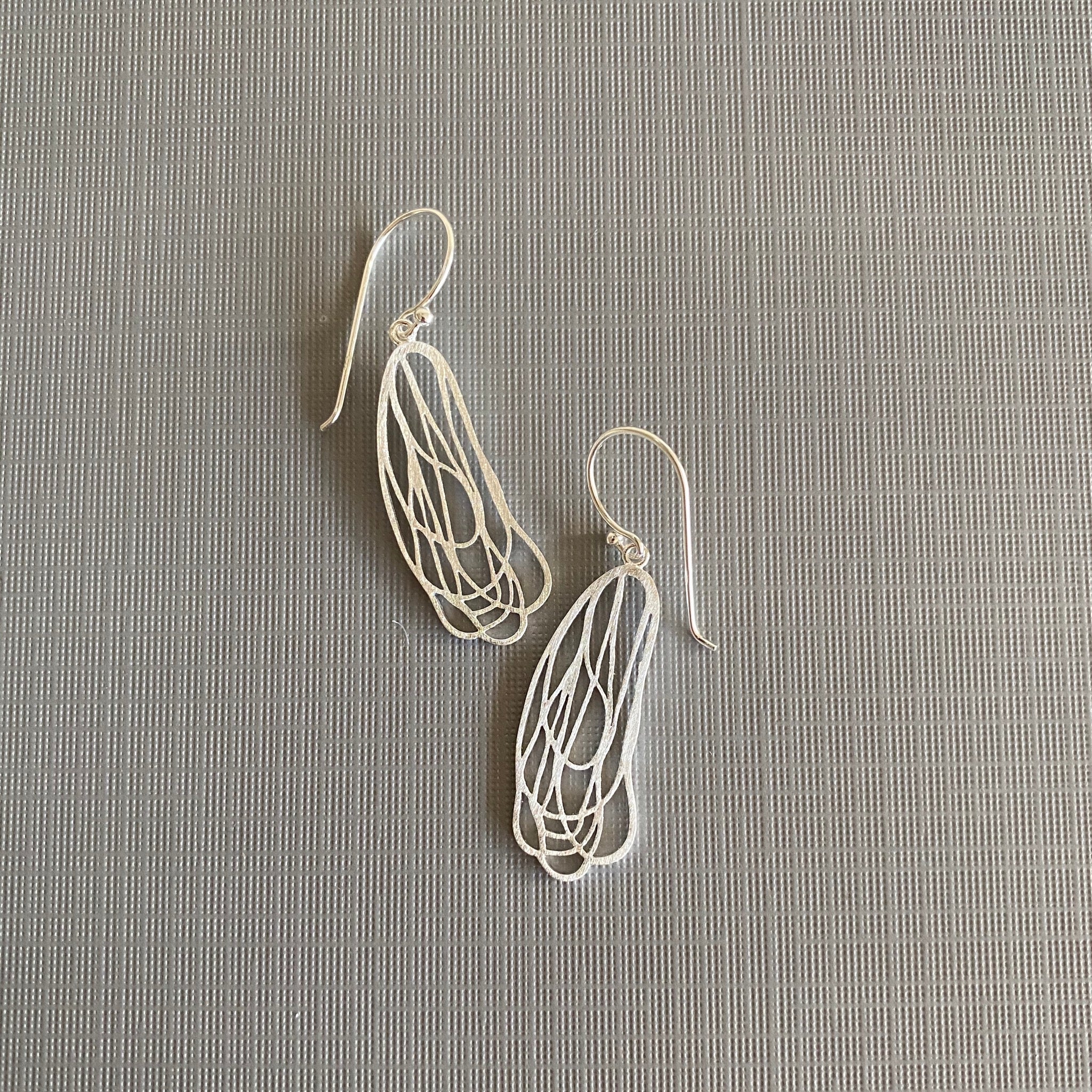 Silver Line Leaf Earrings