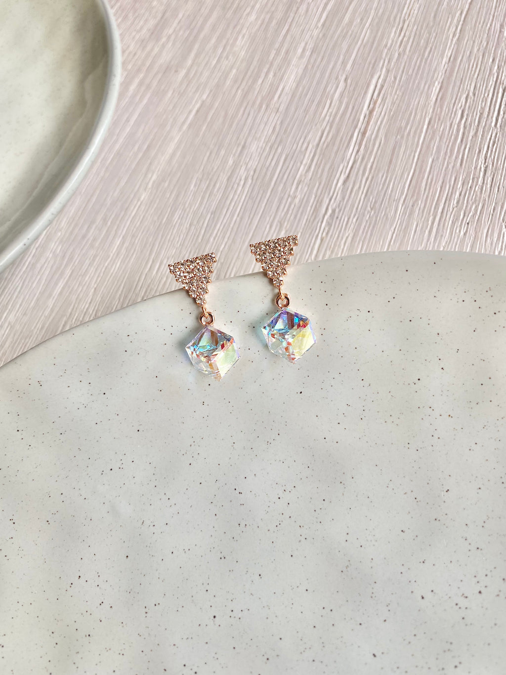 Swarovski Triangle Sparkle Cube Drop Earrings (4 colours)