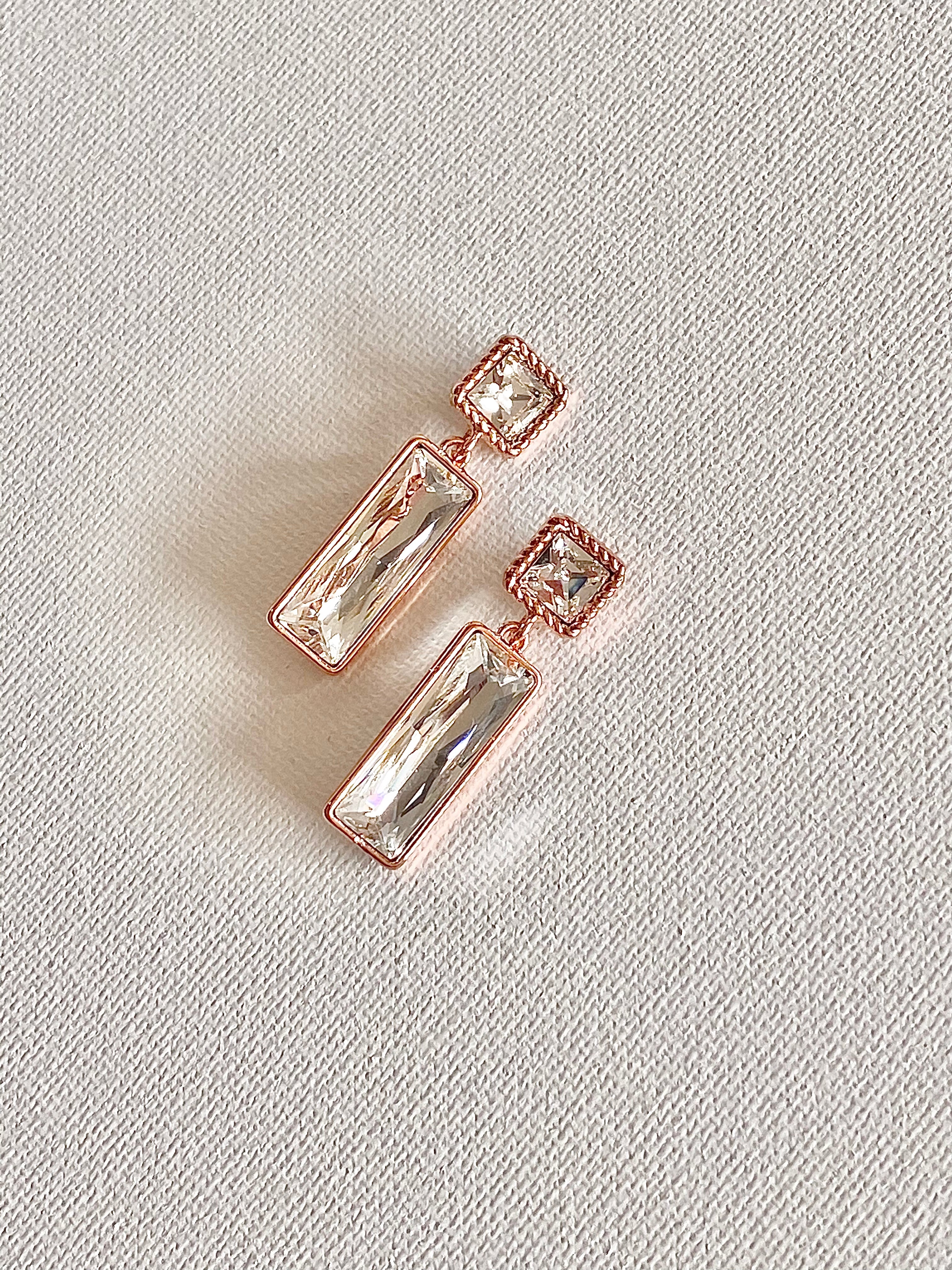 Swarovski Rectangular Duo Drop Earrings