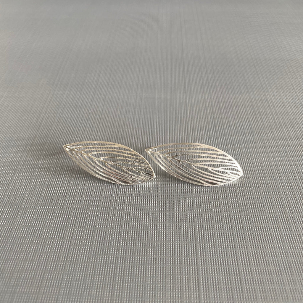 Silver Outline Leaf Earrings