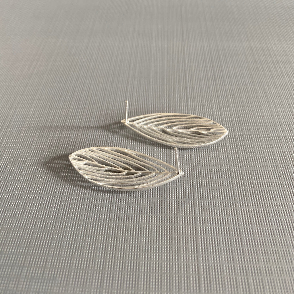 Silver Outline Leaf Earrings