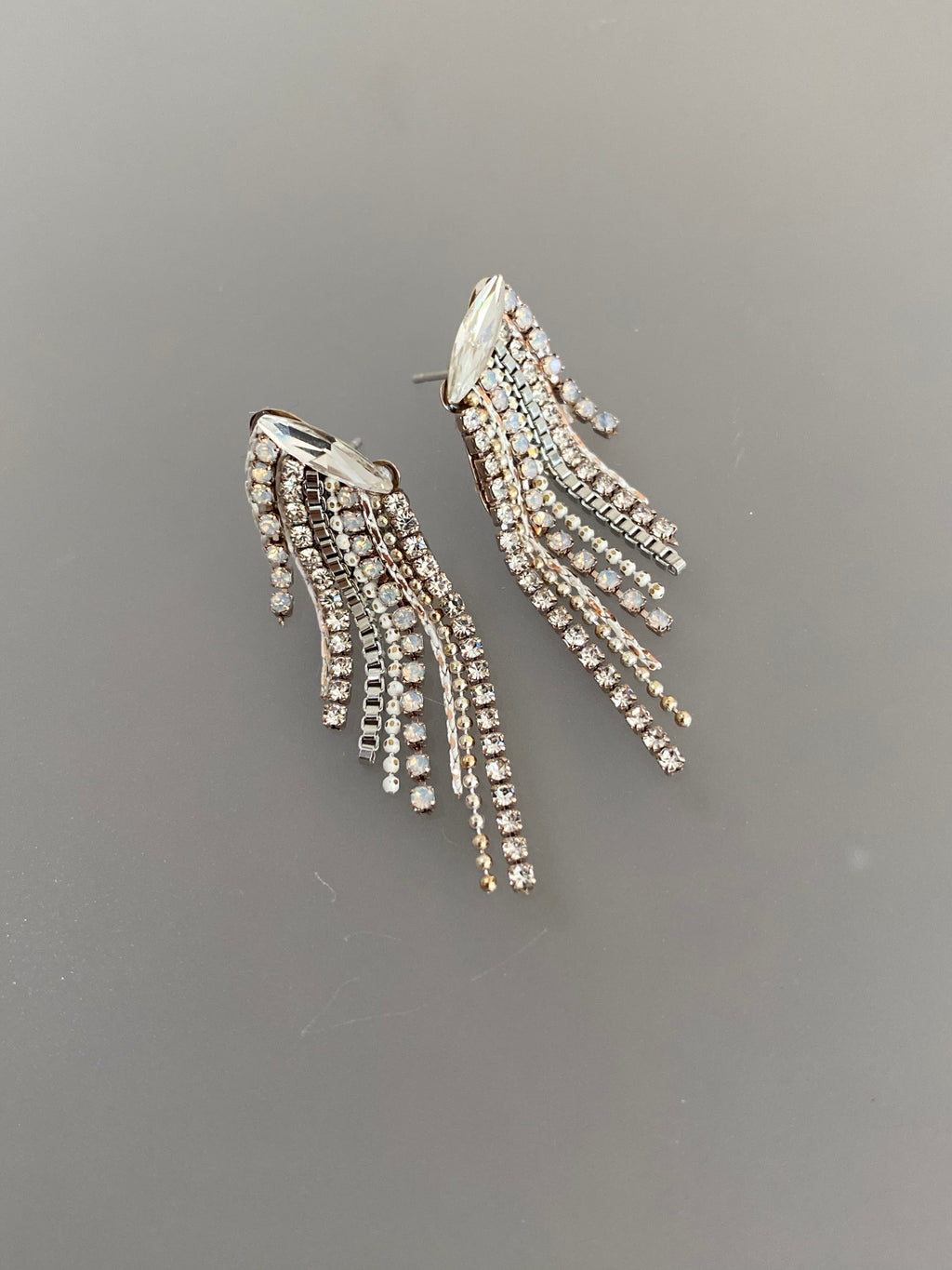 Beaded Tassel Drape Stud Earrings (2 colours)