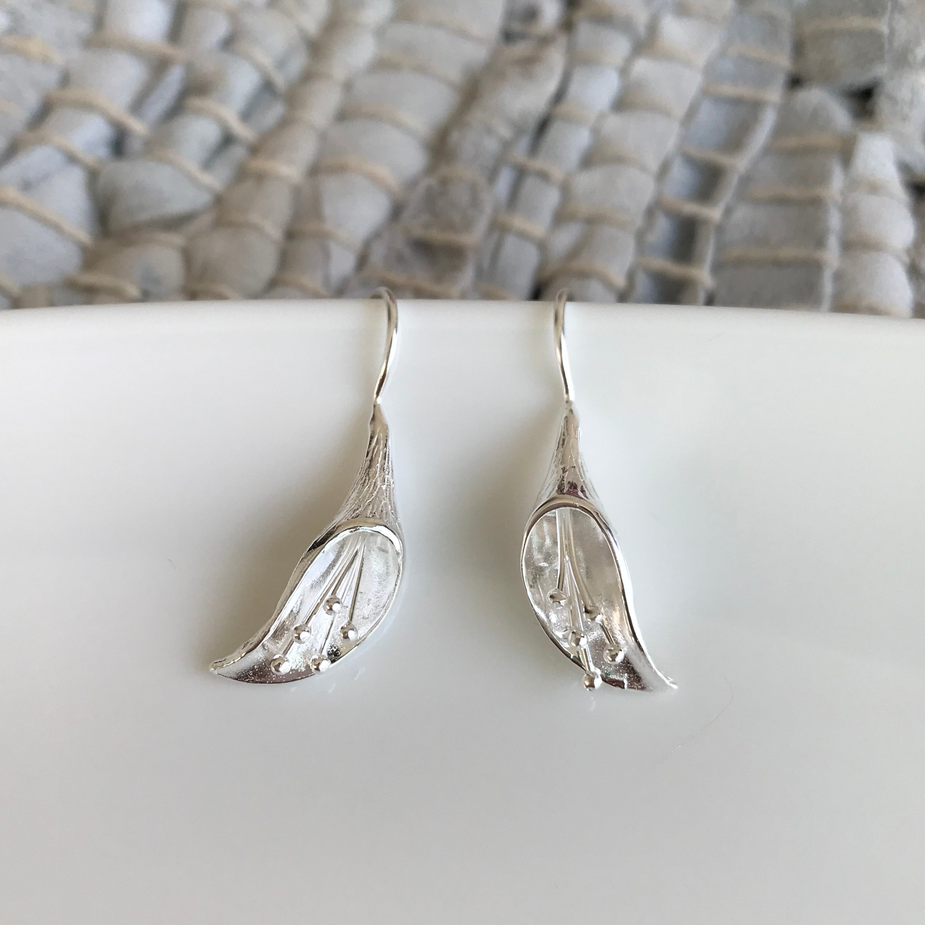 Matte Calla Lily Hook Earrings