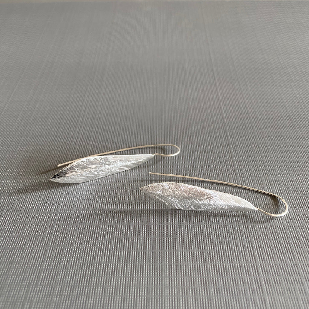 Silver Leaf Drop Earrings