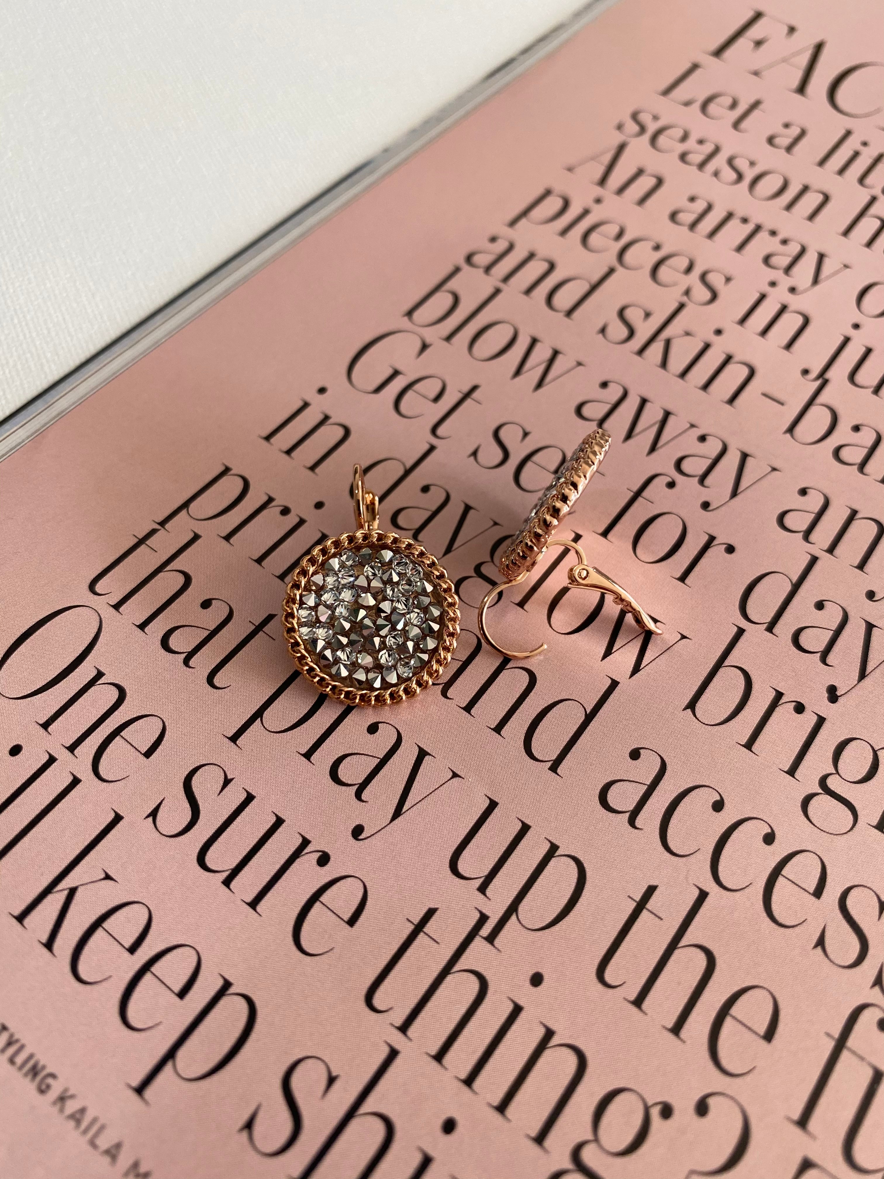 Swarovski Round Crushed Crystal Earrings (4 colours)