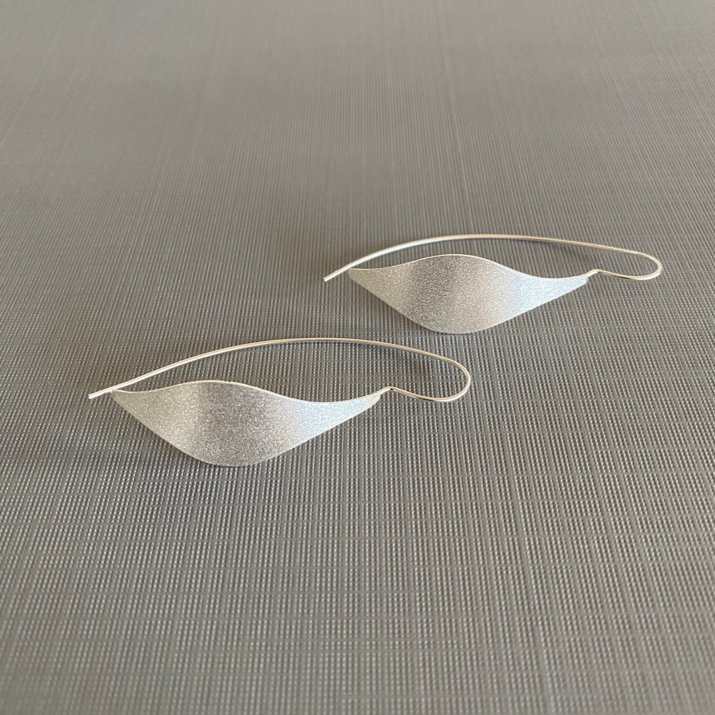 Silver Matte Leaf Earrings