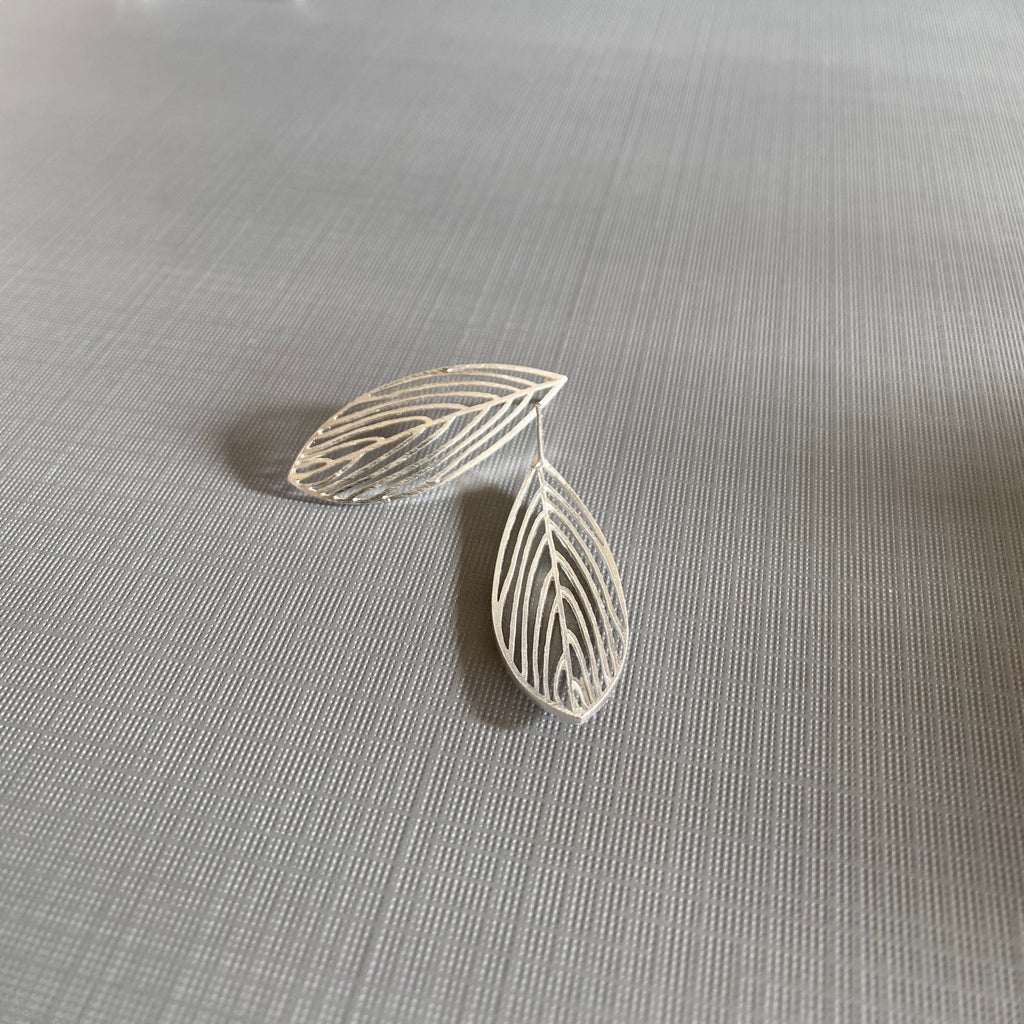 Silver Outline Leaf Earrings