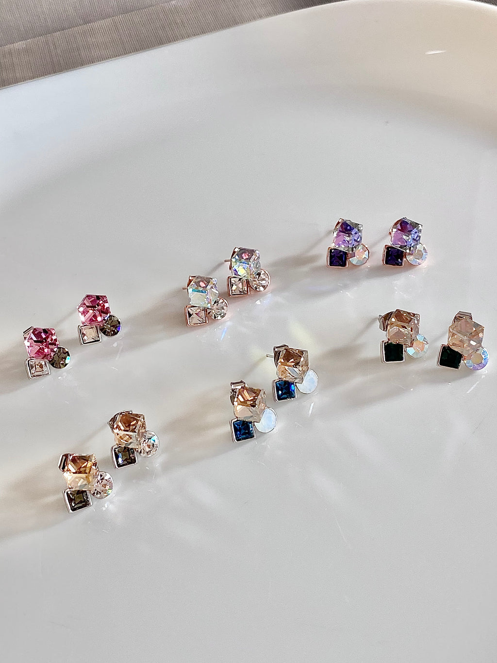 Swarovski Petite Trio Crystal Stud Earrings (6 colours)