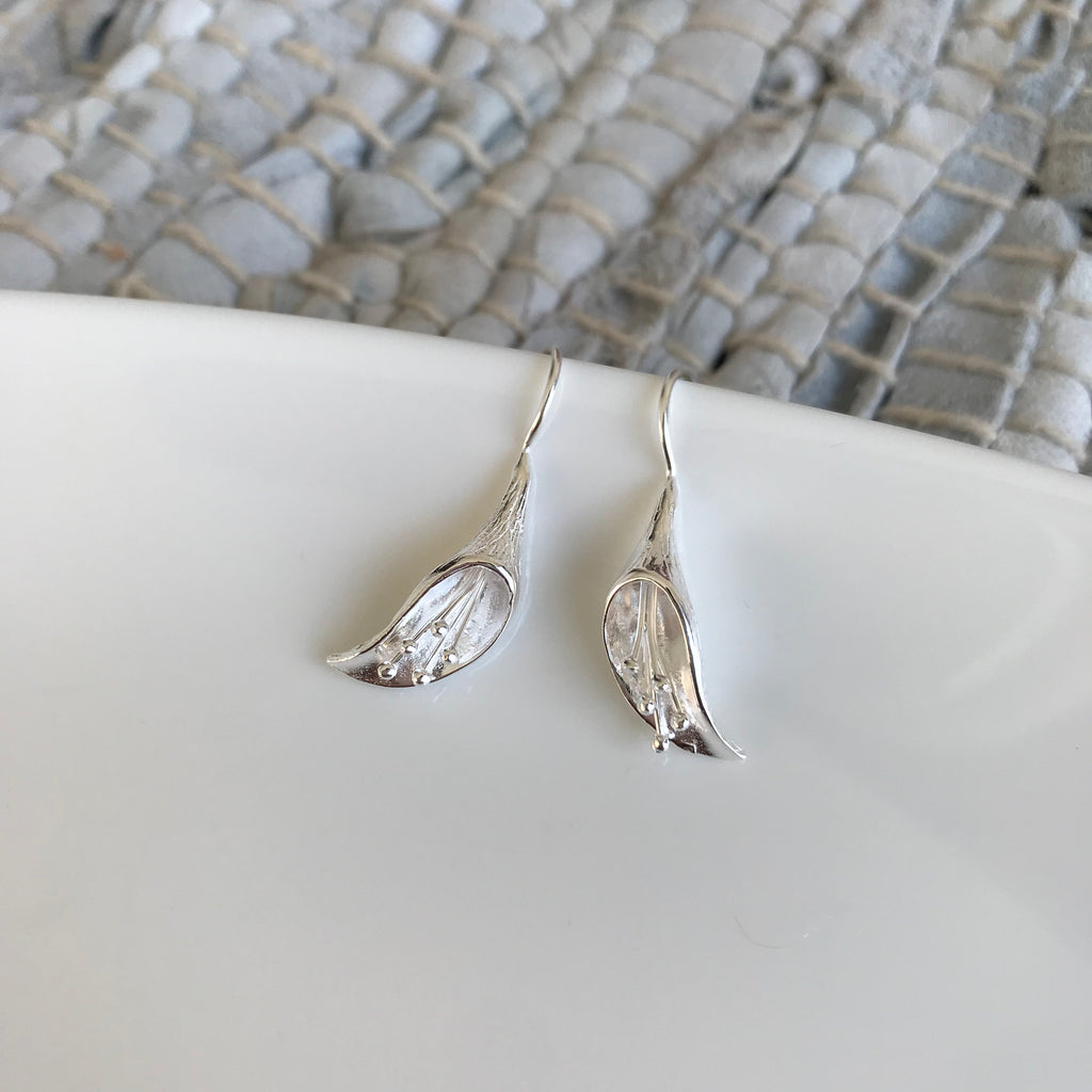 Matte Calla Lily Hook Earrings