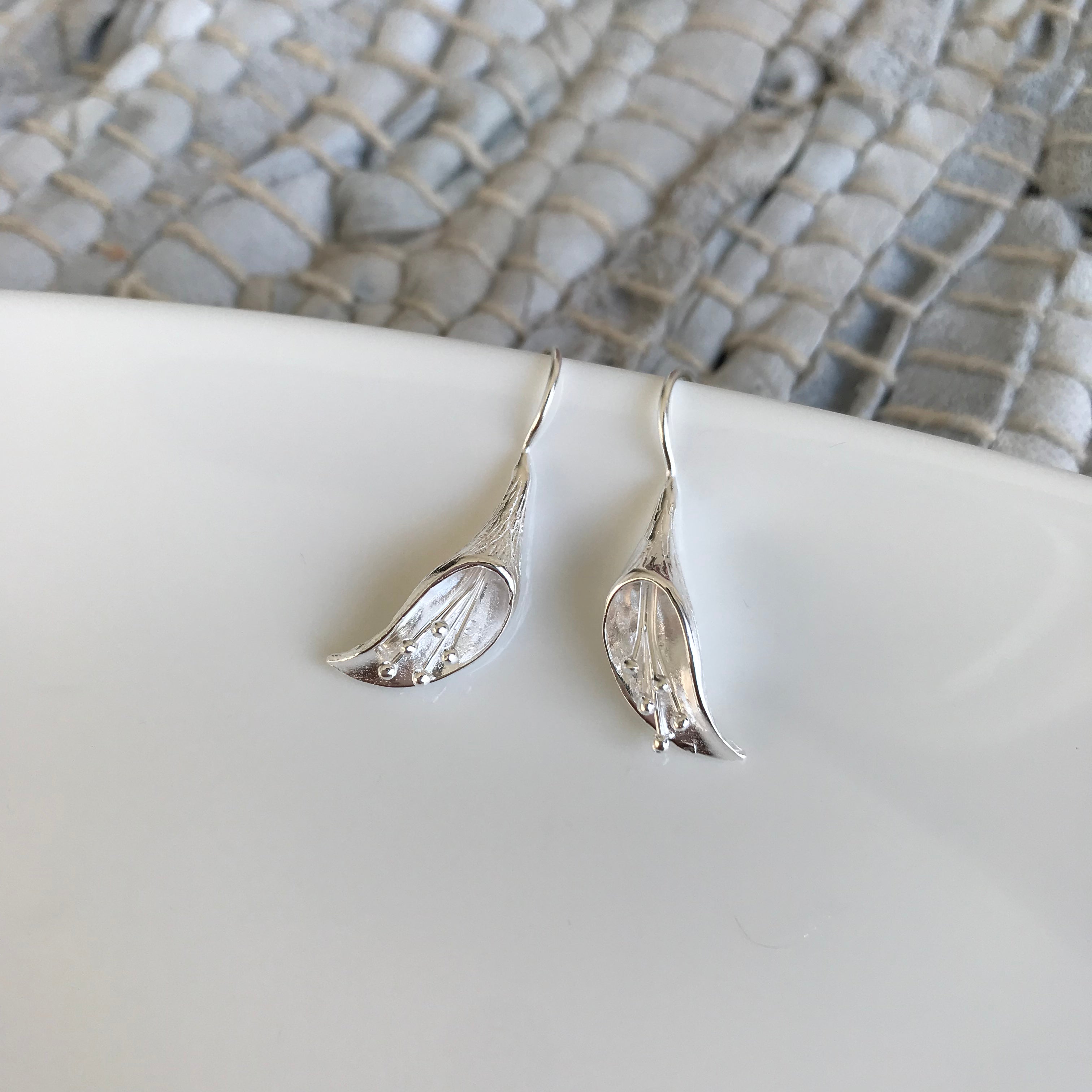 Matte Calla Lily Hook Earrings