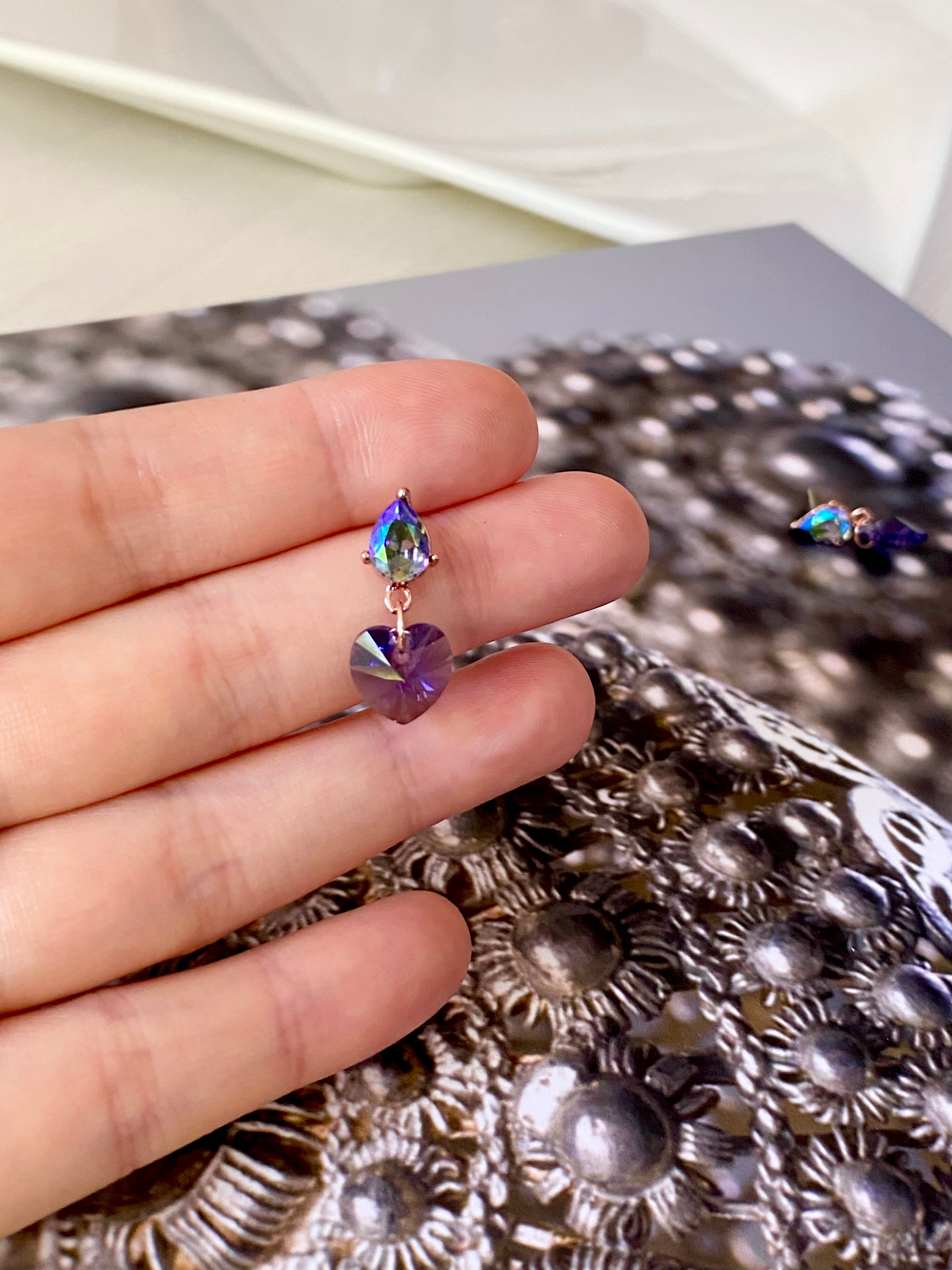 Swarovski Teardrop Heart Duo Earrings (2 colors)