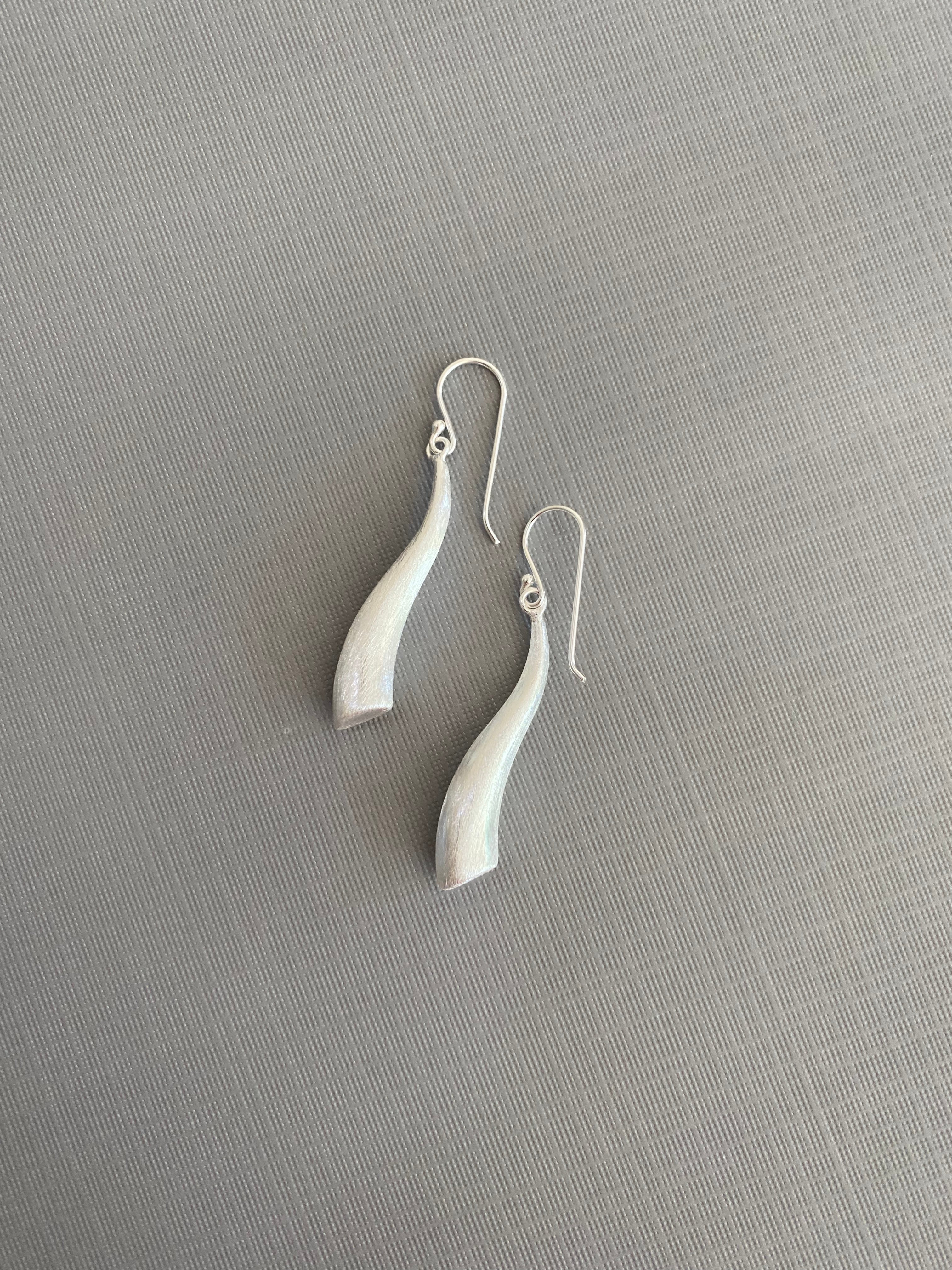 Silver Matte Leaf Earrings