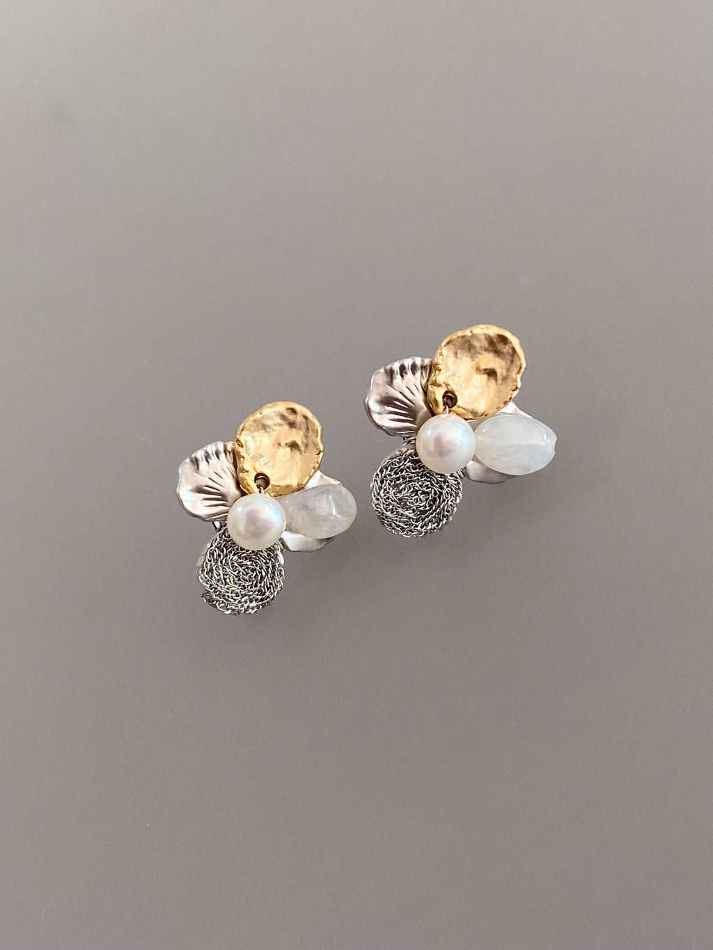 Organic Petal Cluster Stud Earrings (2 colours)