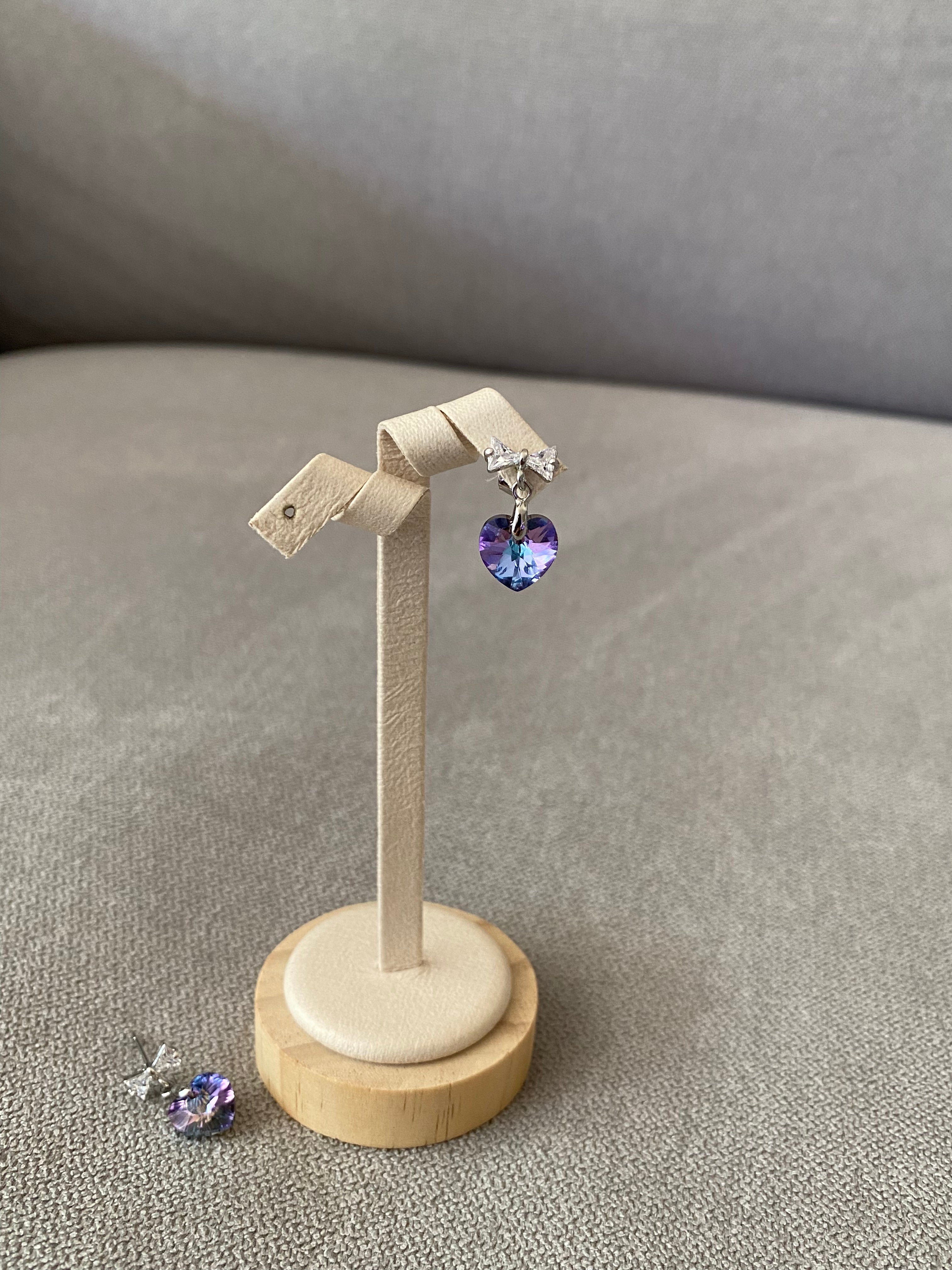 Swarovski Heart Drop Earrings with Bow Stud (3 colours)