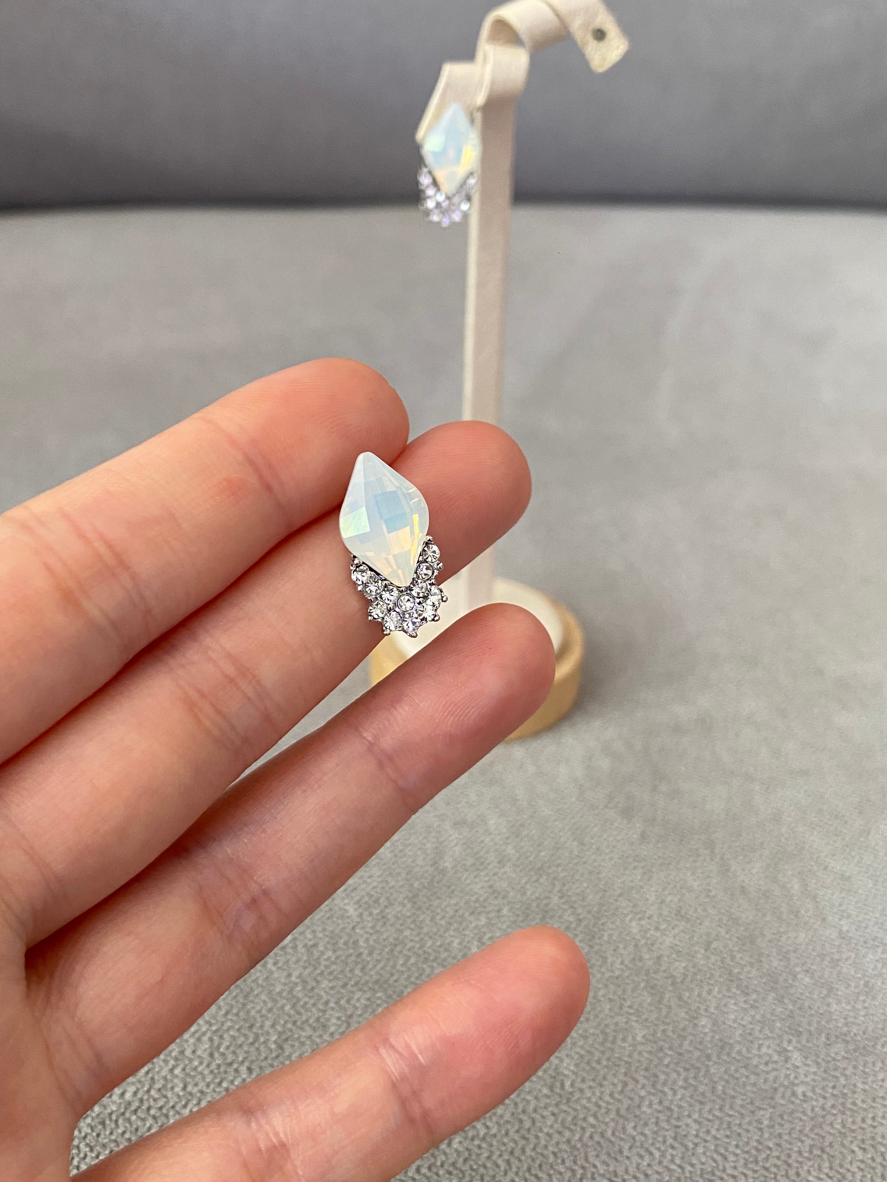 Swarovski White Opal Cluster Stud Earrings