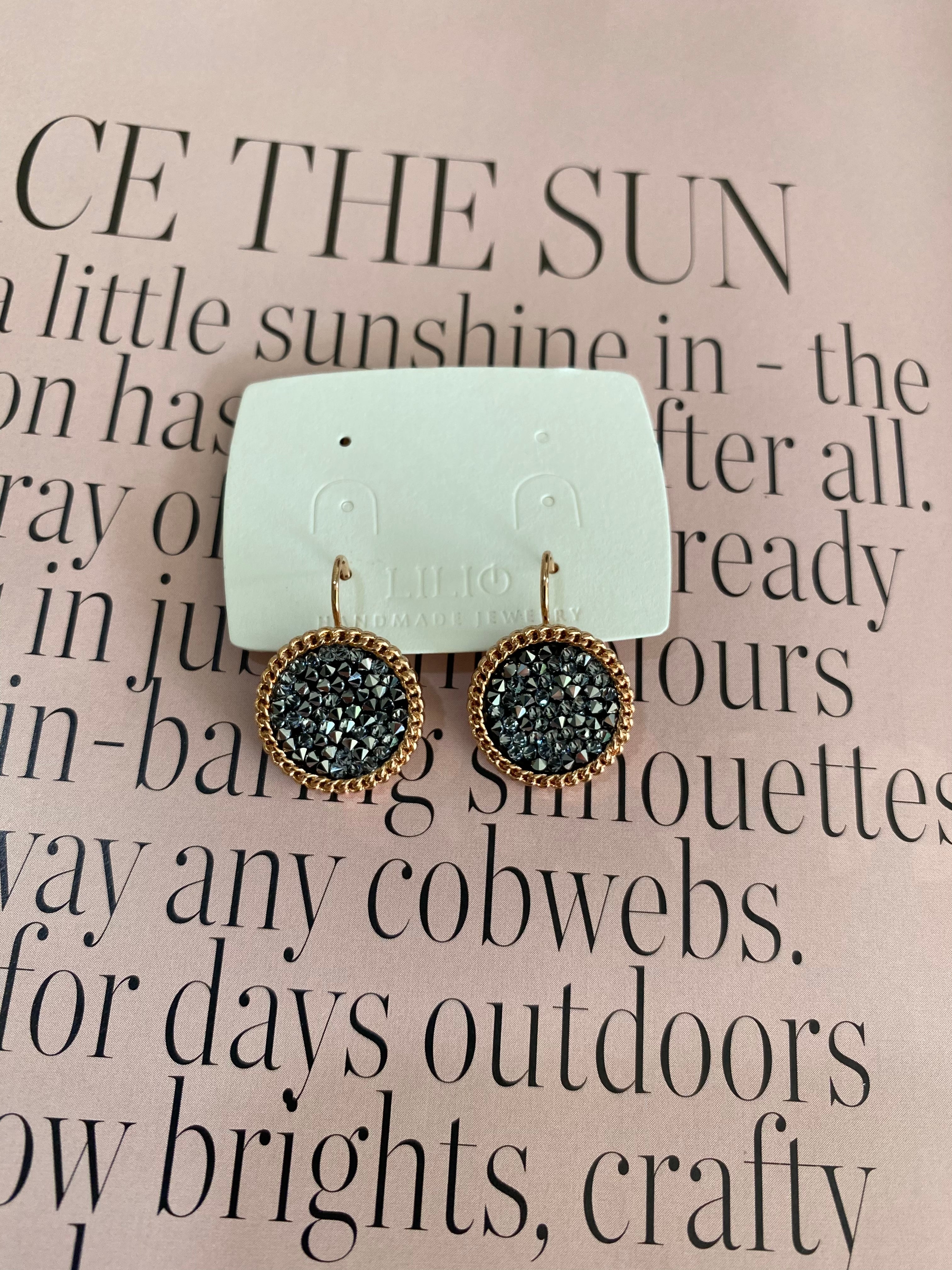 Swarovski Round Crushed Crystal Earrings (4 colours)