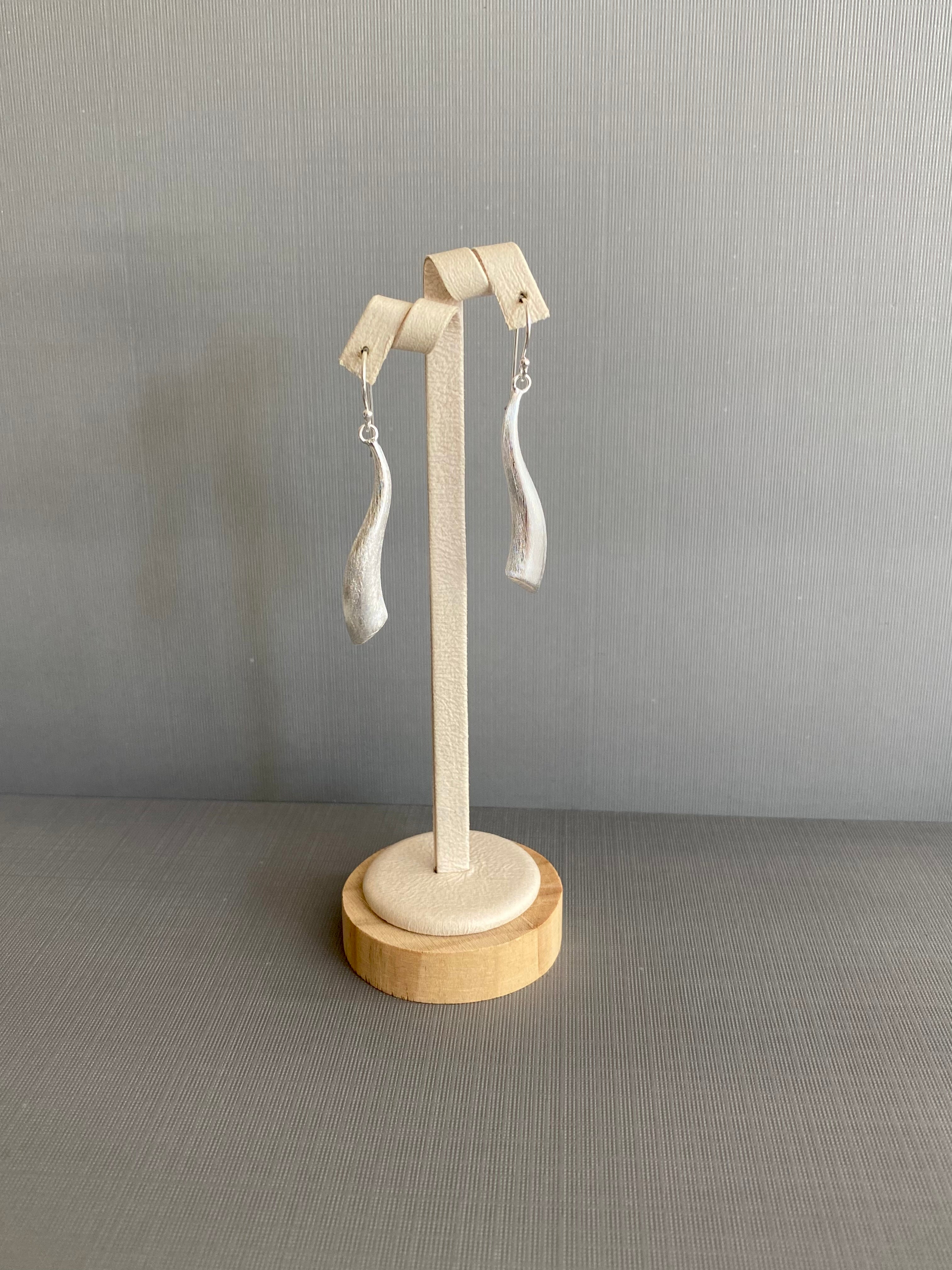 Silver Matte Leaf Earrings