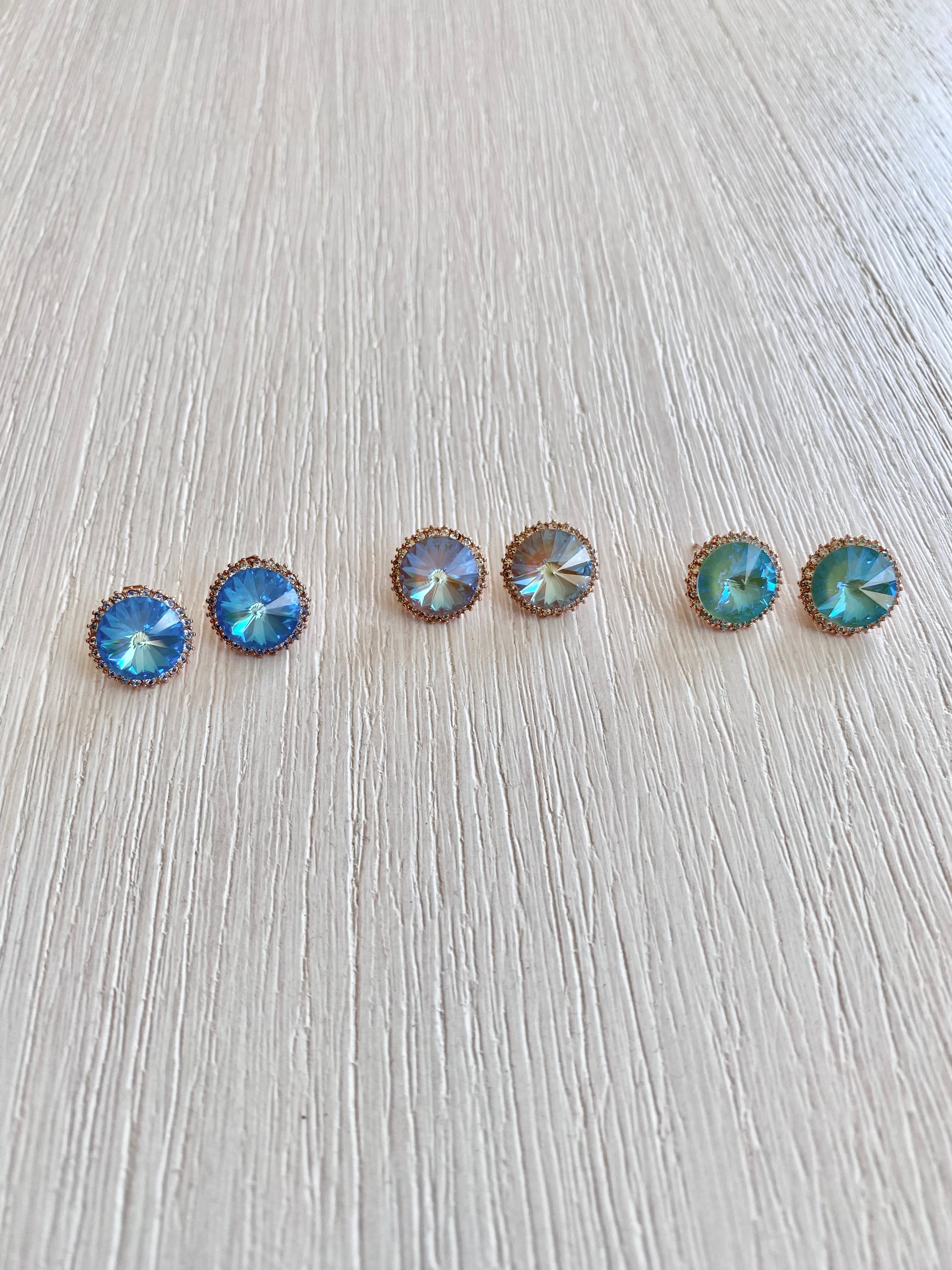 Swarovski Classic Halo Stud Earrings - 15mm (3 colours)
