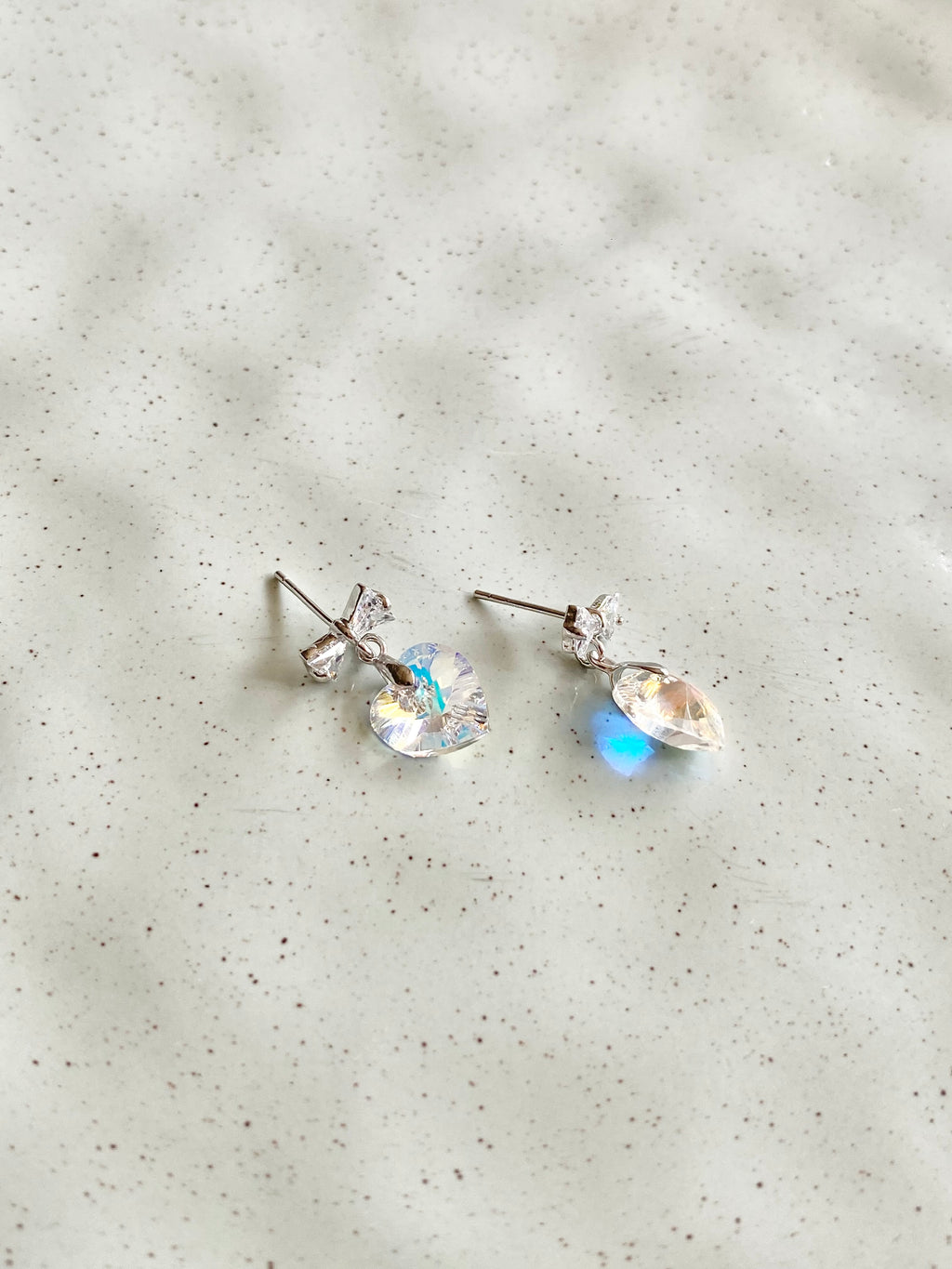 Swarovski Heart Drop Earrings with Bow Stud (3 colours)