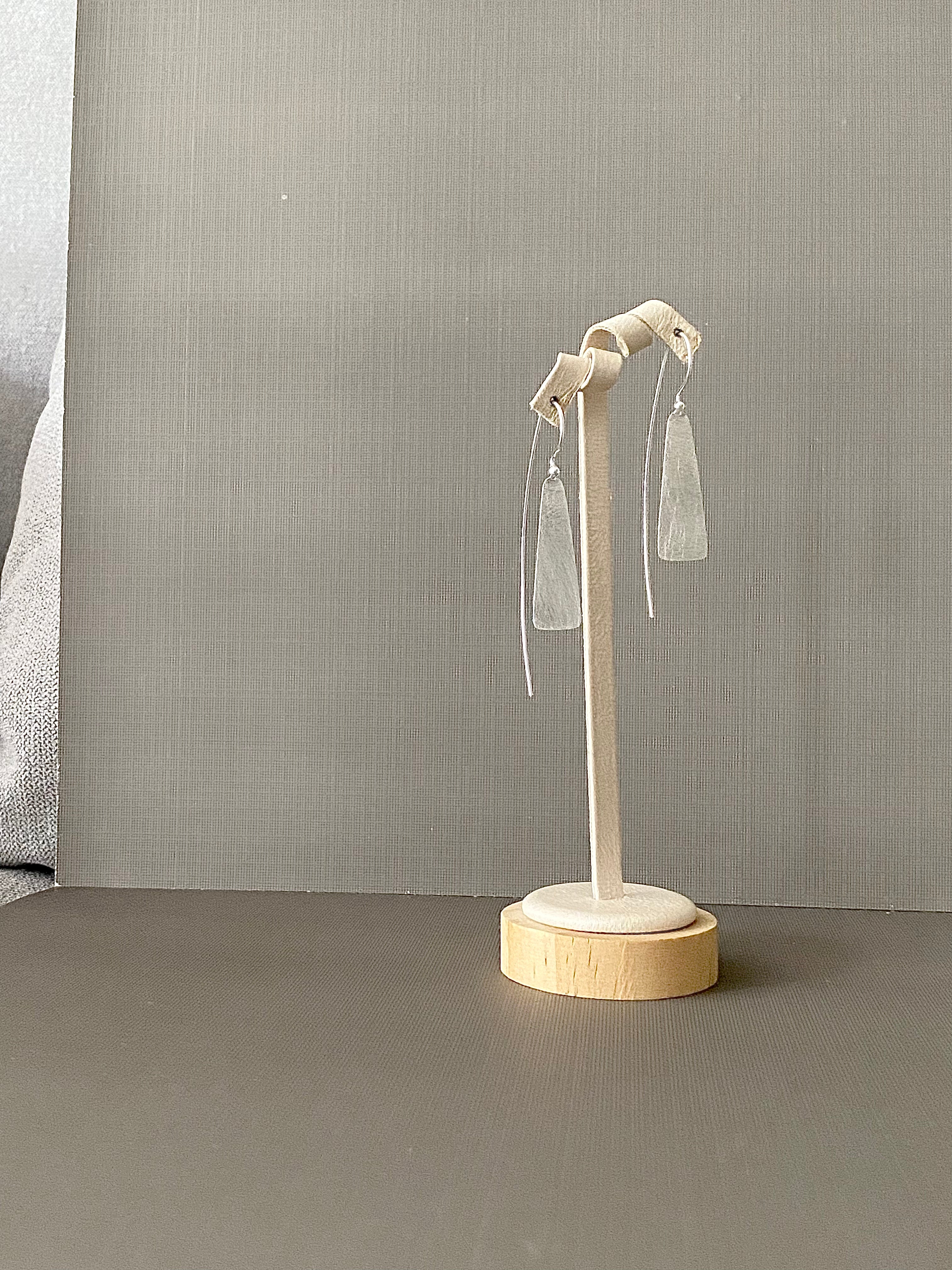 Silver Long Triangle Earrings