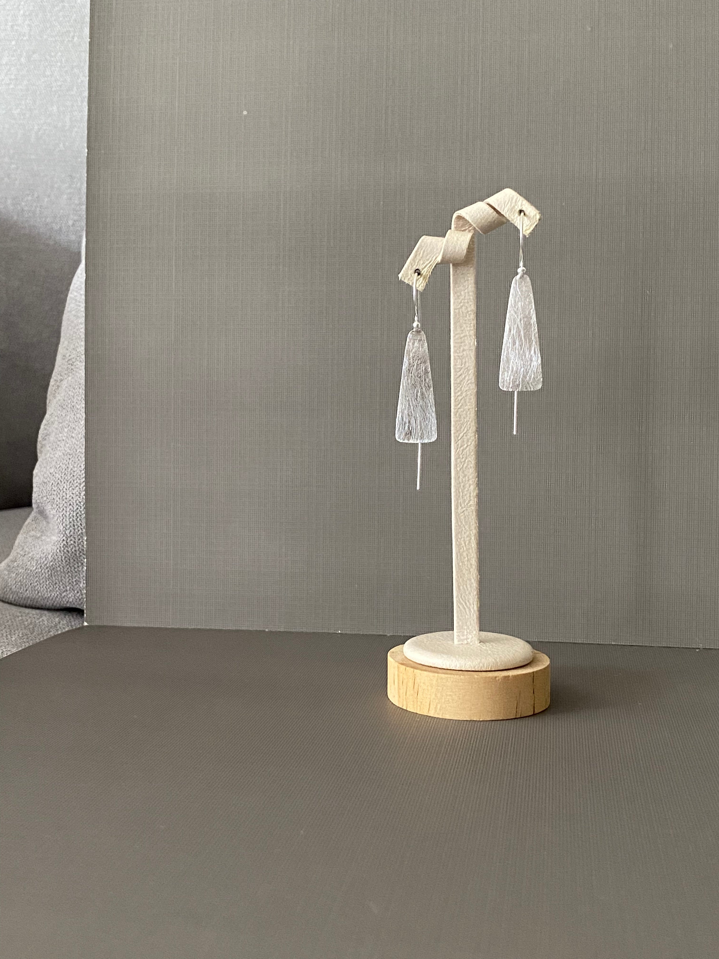 Silver Long Triangle Earrings