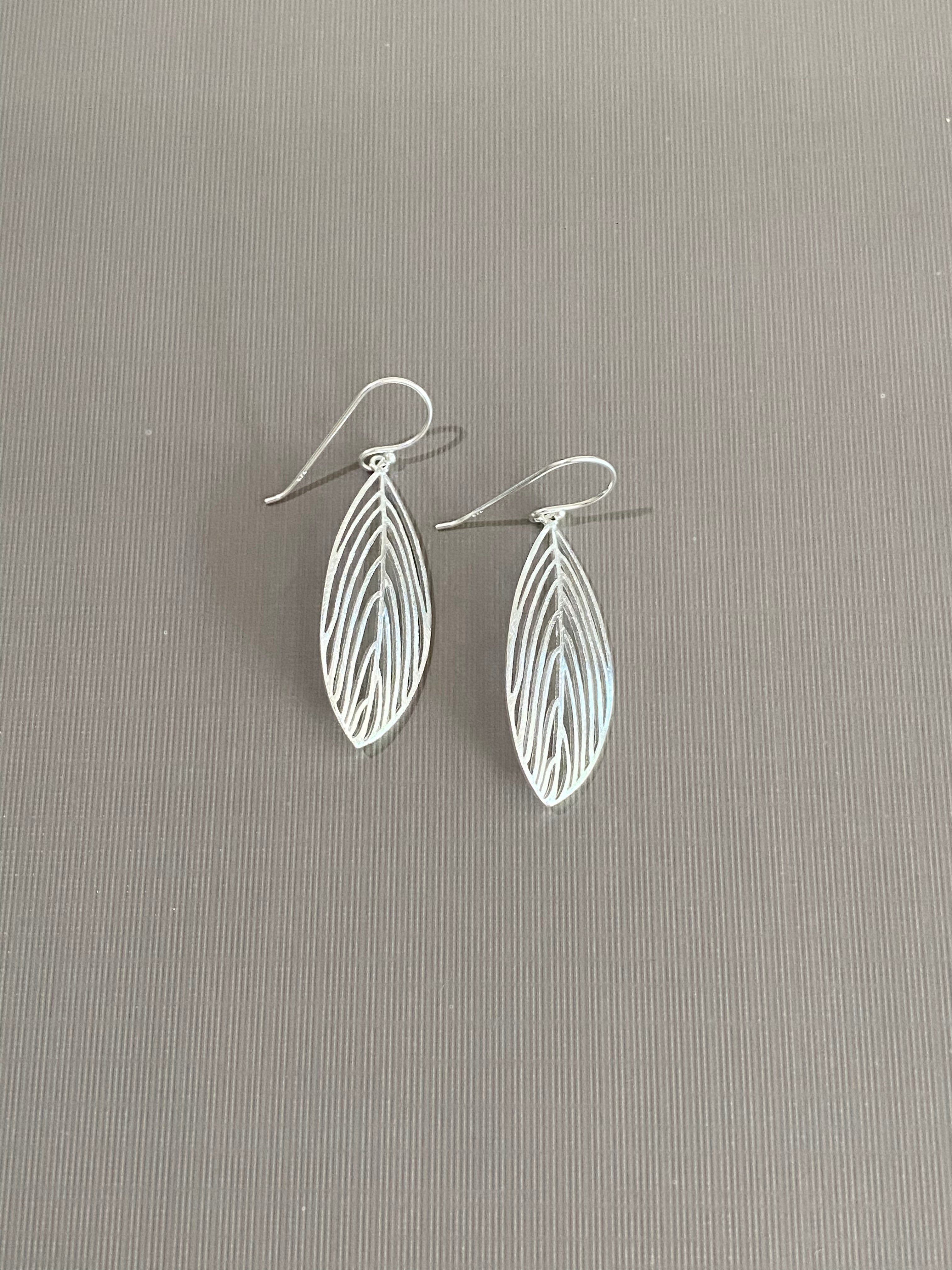 Silver Open Leaf Earrings