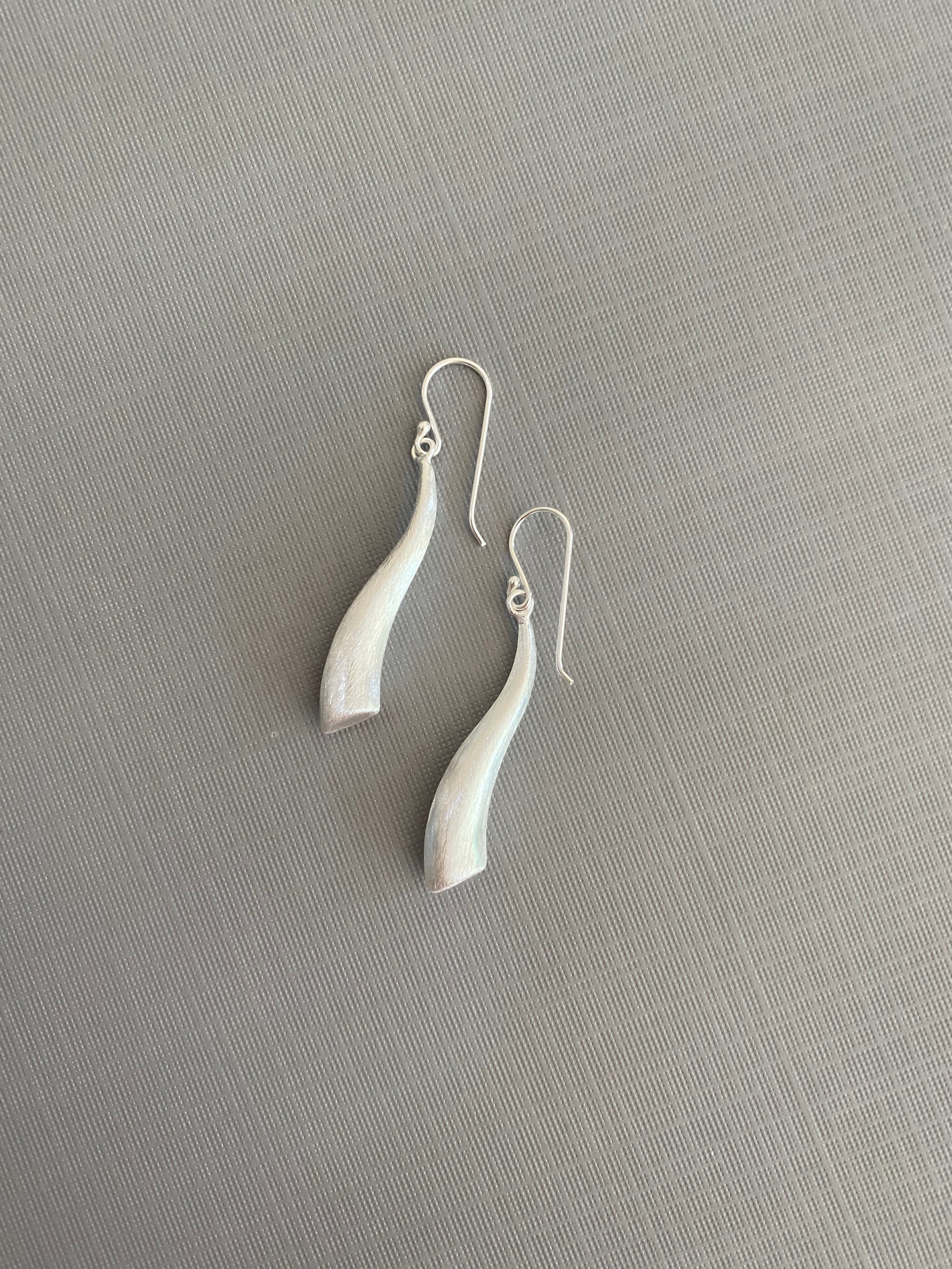 Silver Matte Leaf Earrings