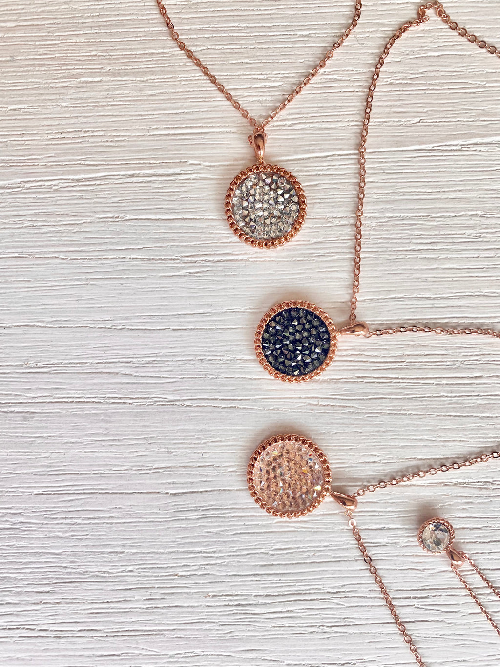 Swarovski Layered Round Pendant Necklace Set (3 colours)