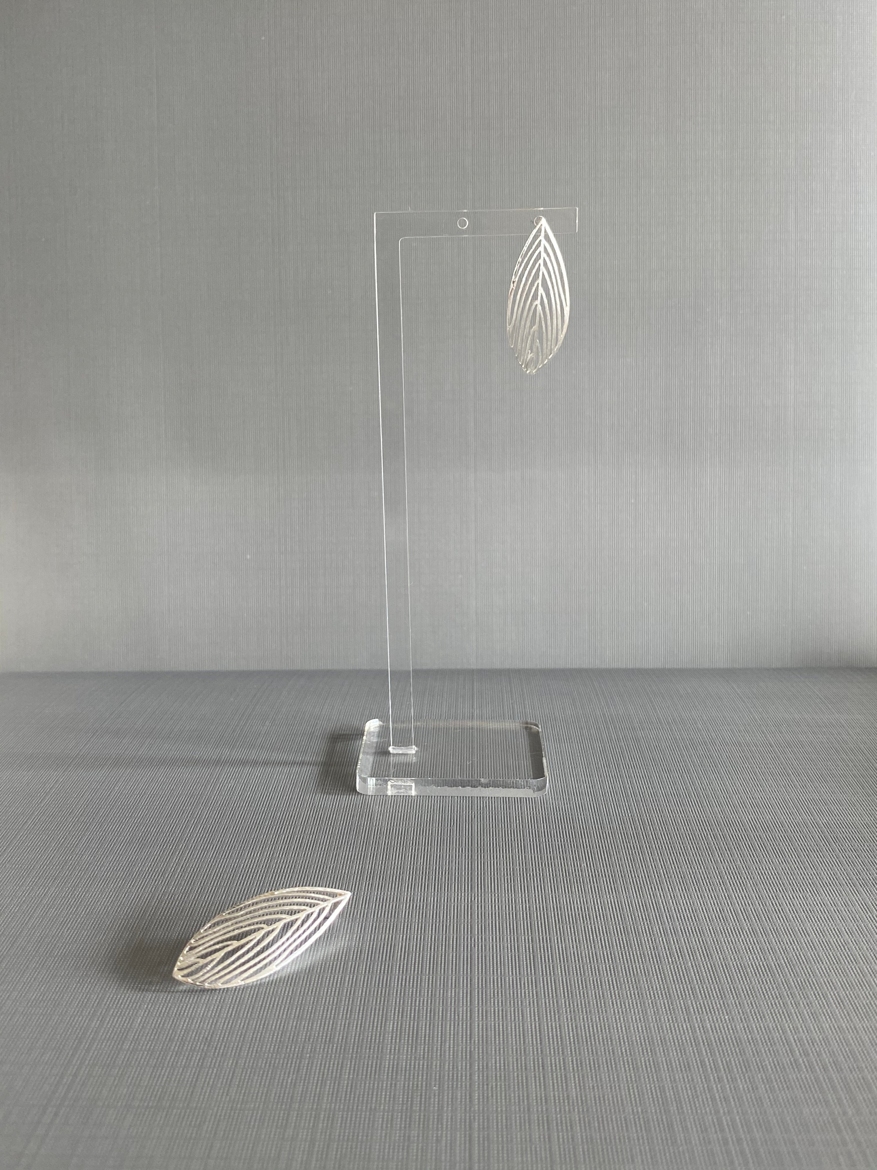 Silver Outline Leaf Earrings