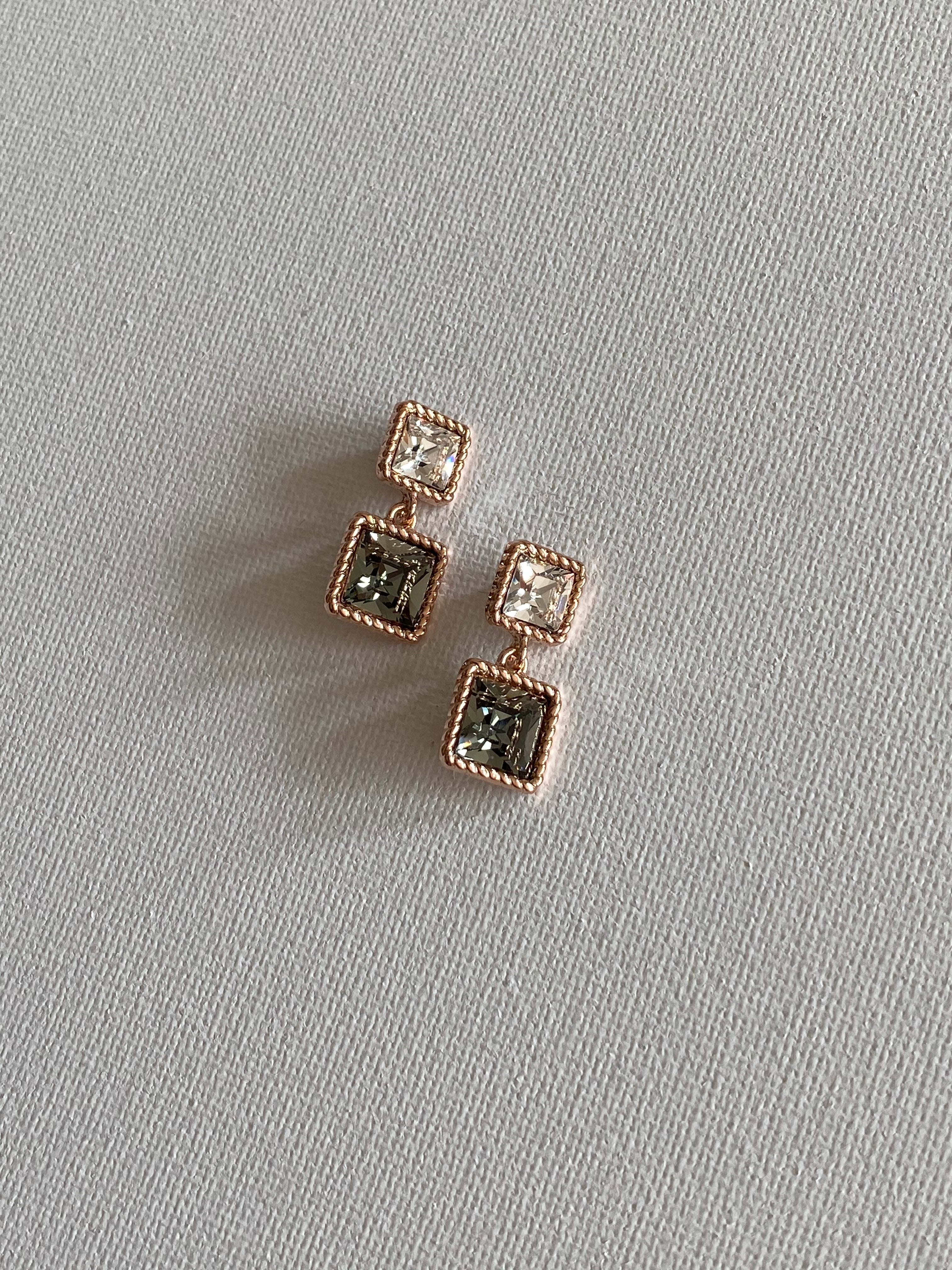 Swarovski Square Duo Drop Earrings