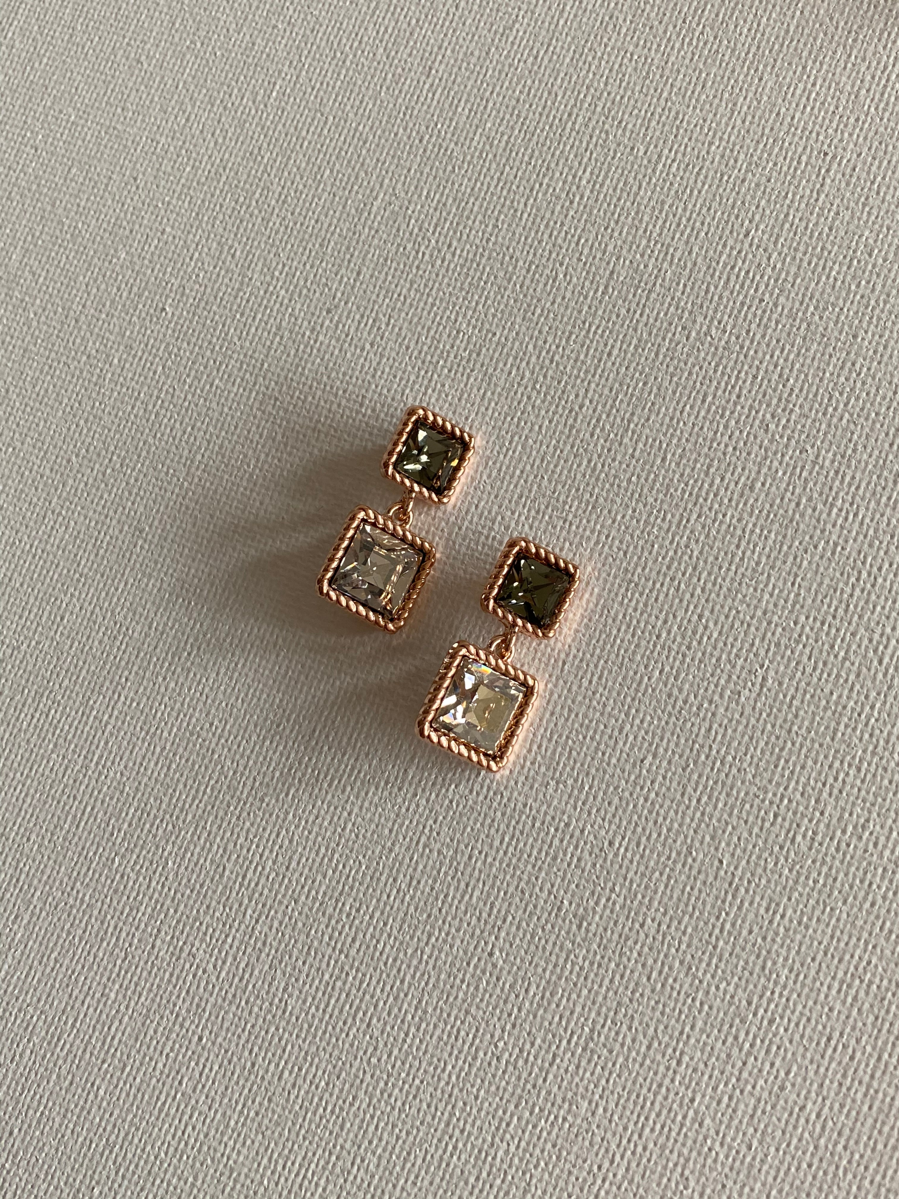 Swarovski Square Duo Drop Earrings